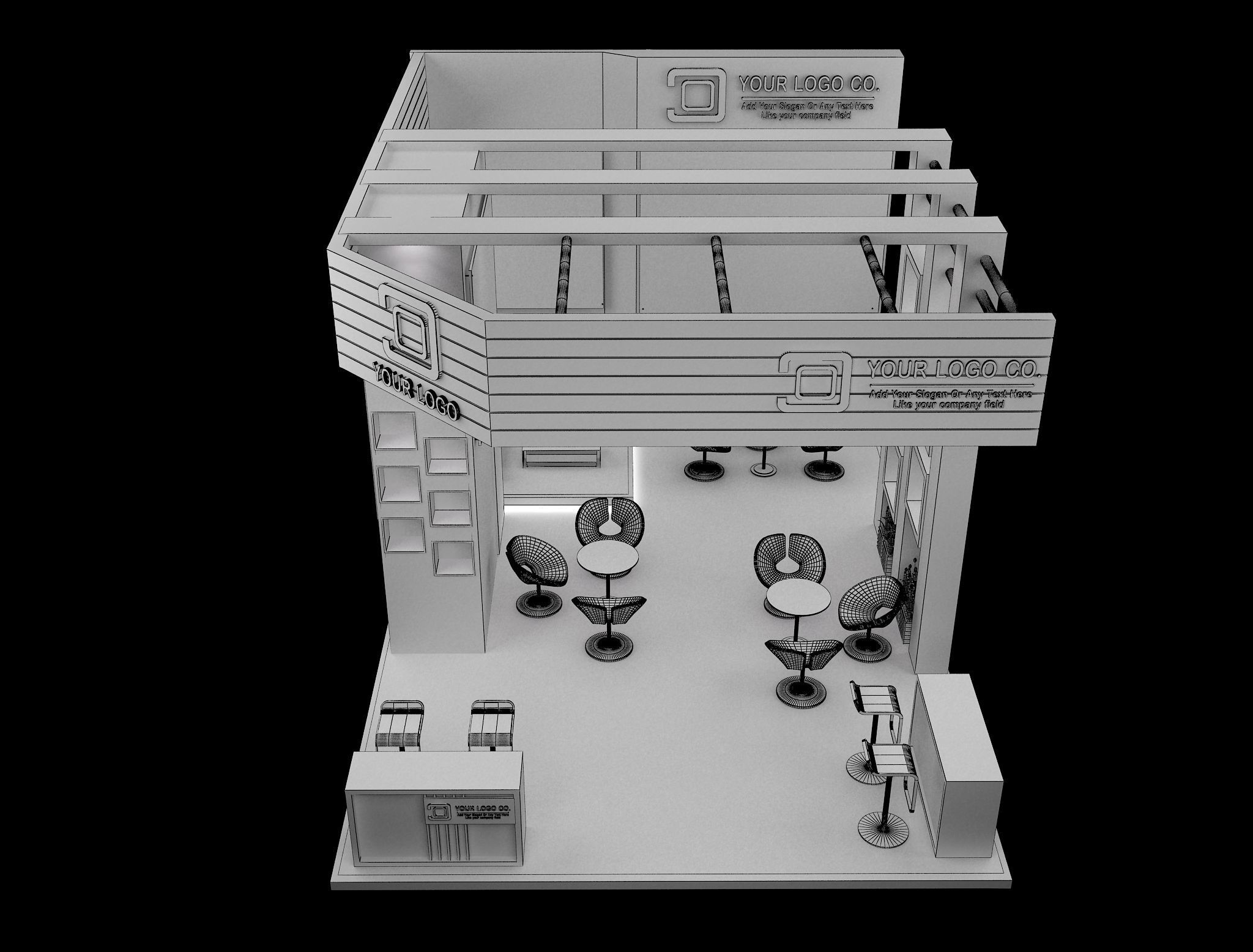 Booth Exhibition Stand a633 3D model_16