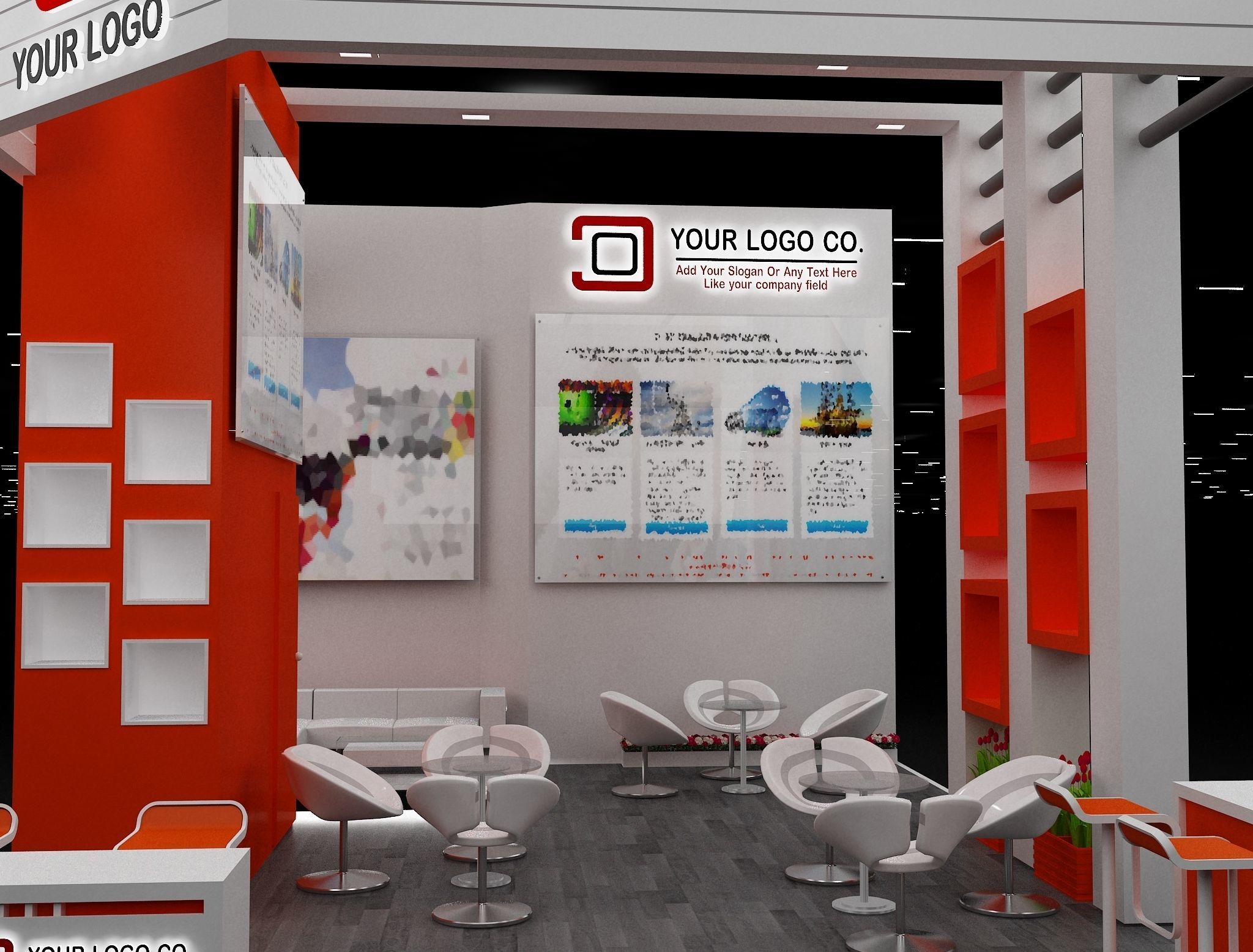 Booth Exhibition Stand a633 3D model_10