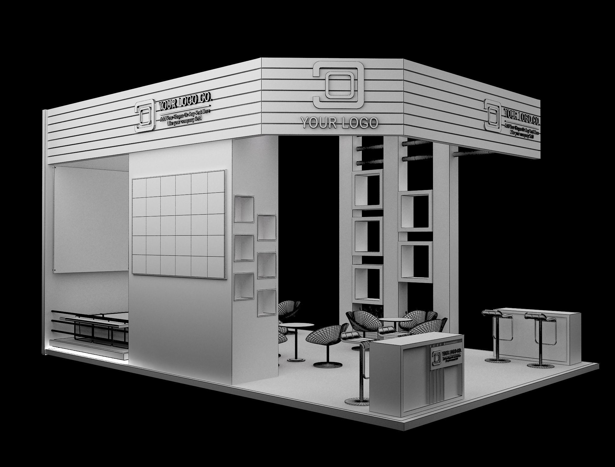 Booth Exhibition Stand a633 3D model_14