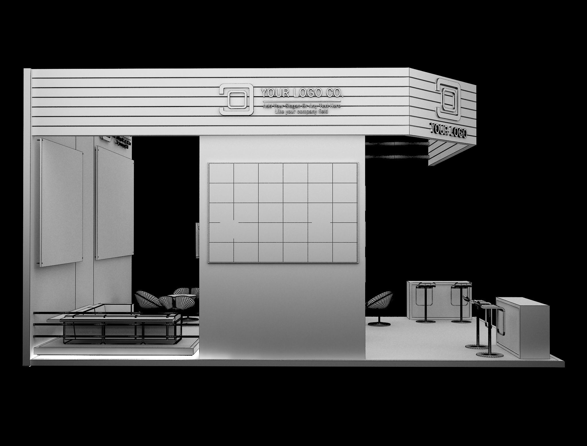 Booth Exhibition Stand a633 3D model_9