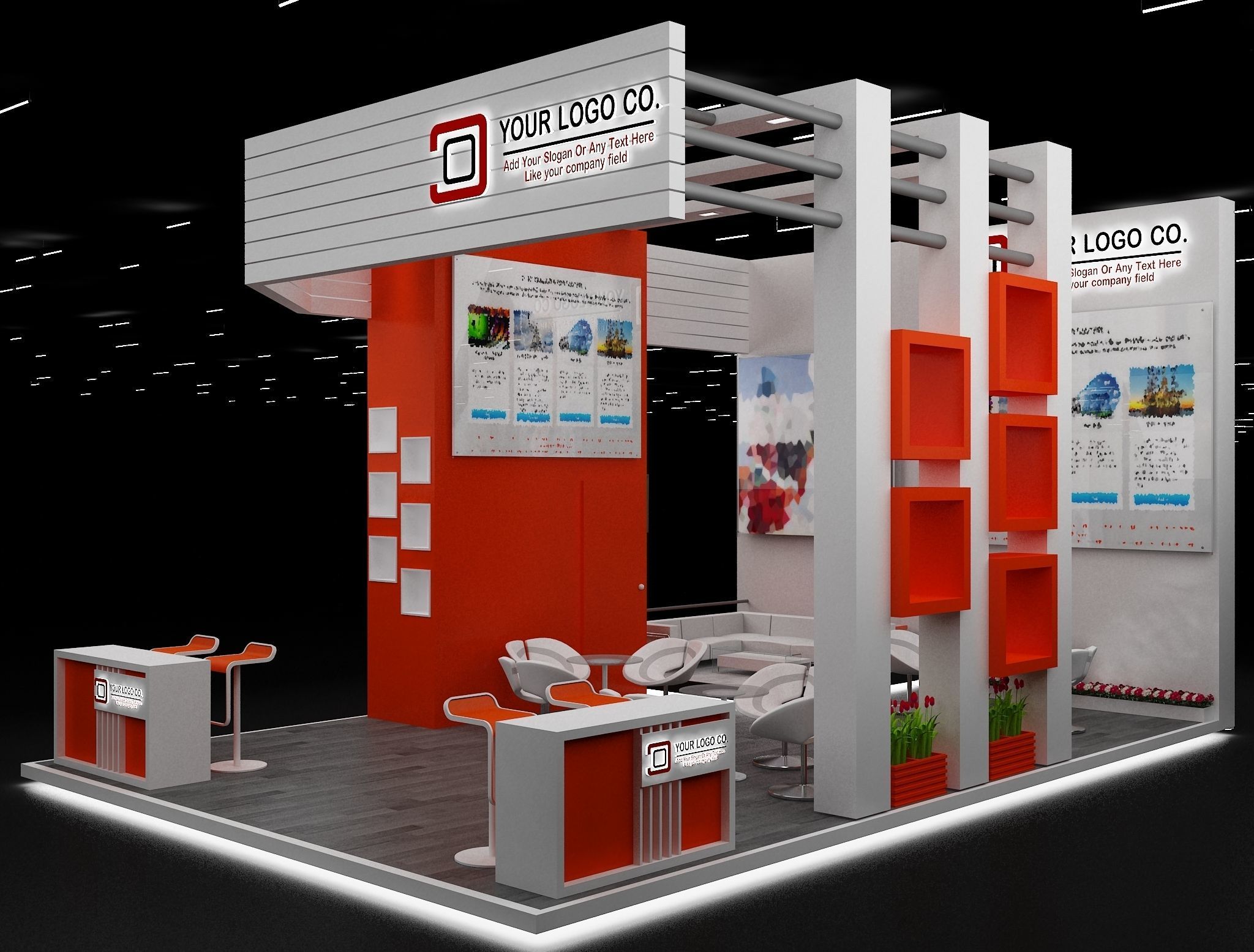 Booth Exhibition Stand a633 3D model_12