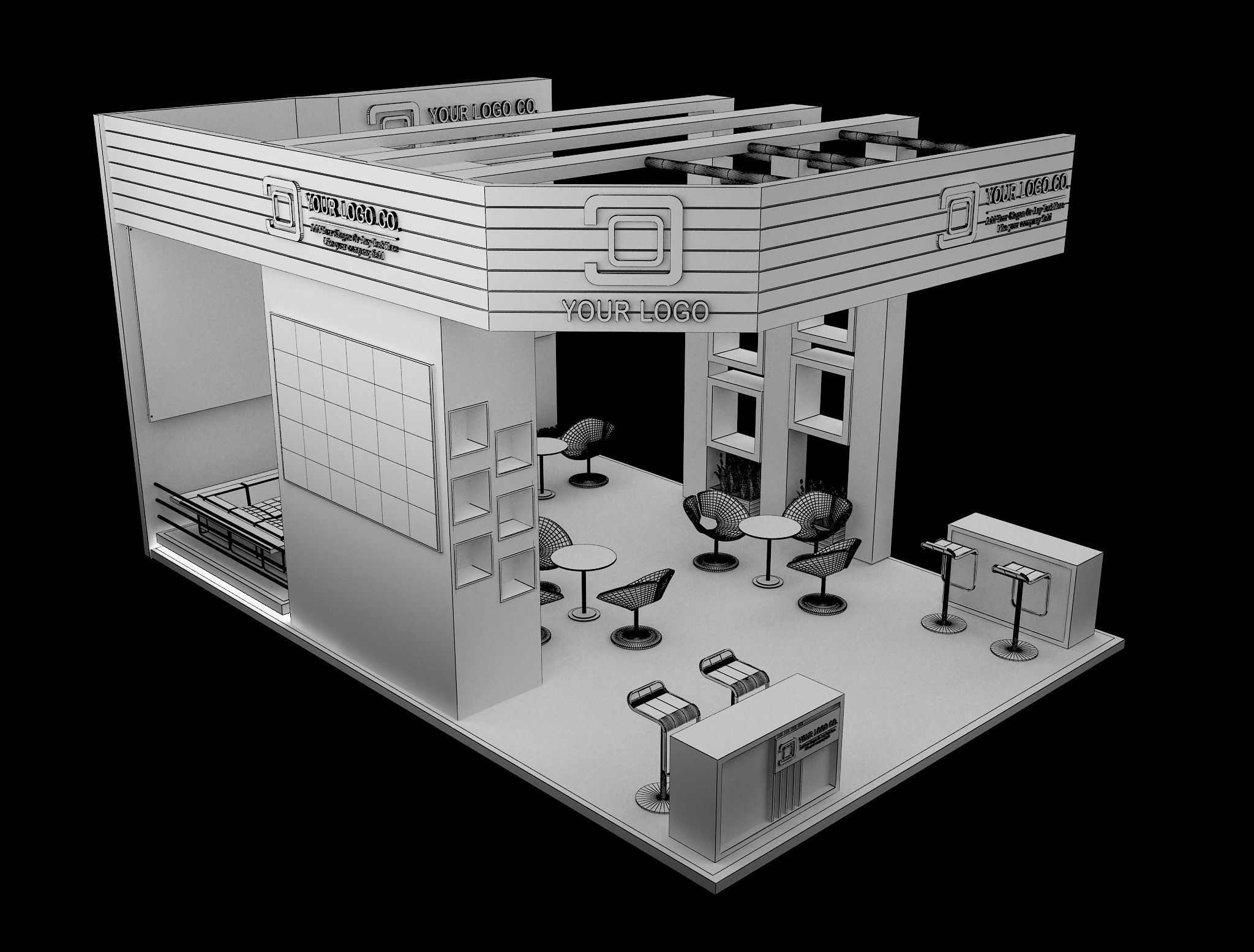 Booth Exhibition Stand a633 3D model_18