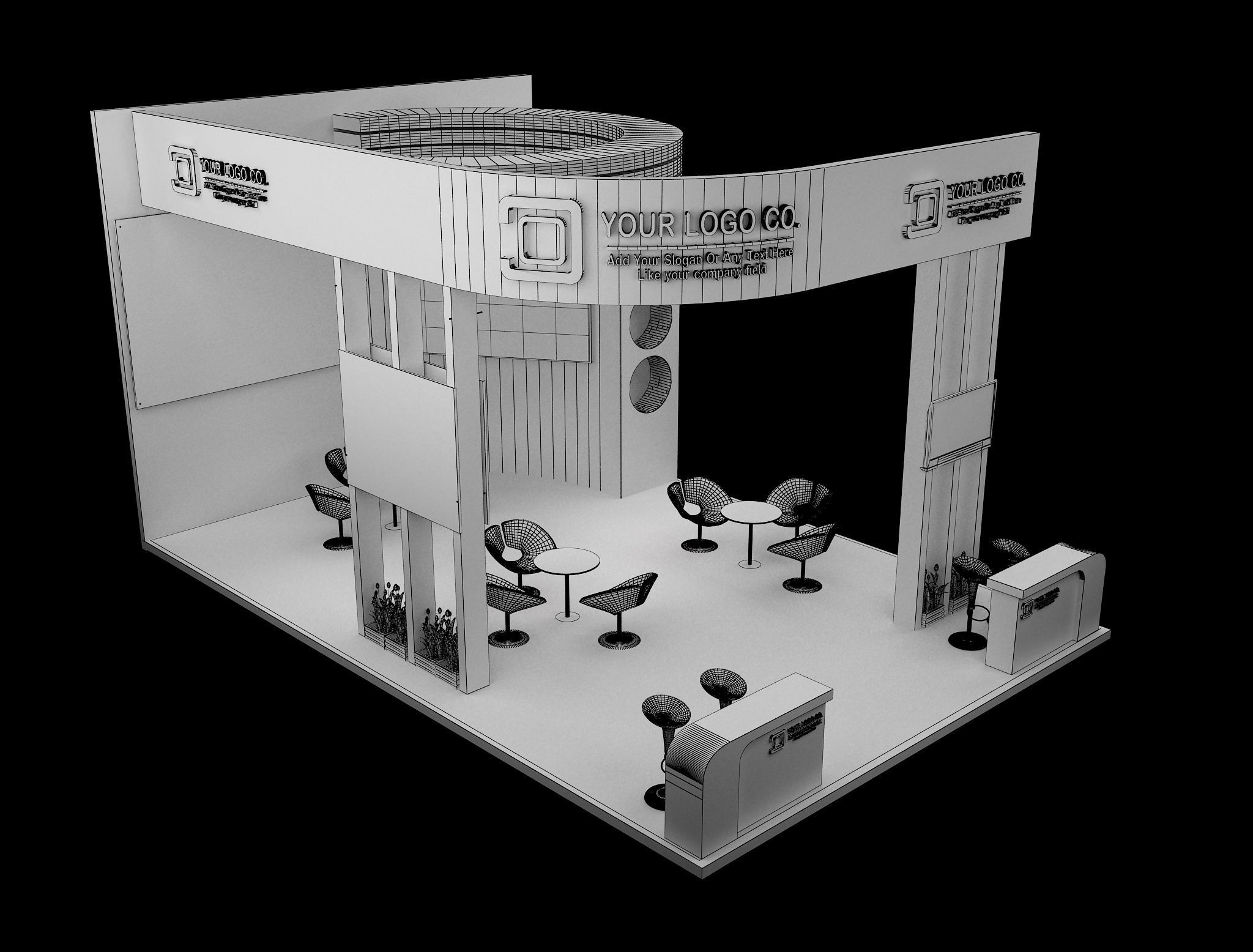 Booth Exhibition Stand a634 3D model_13