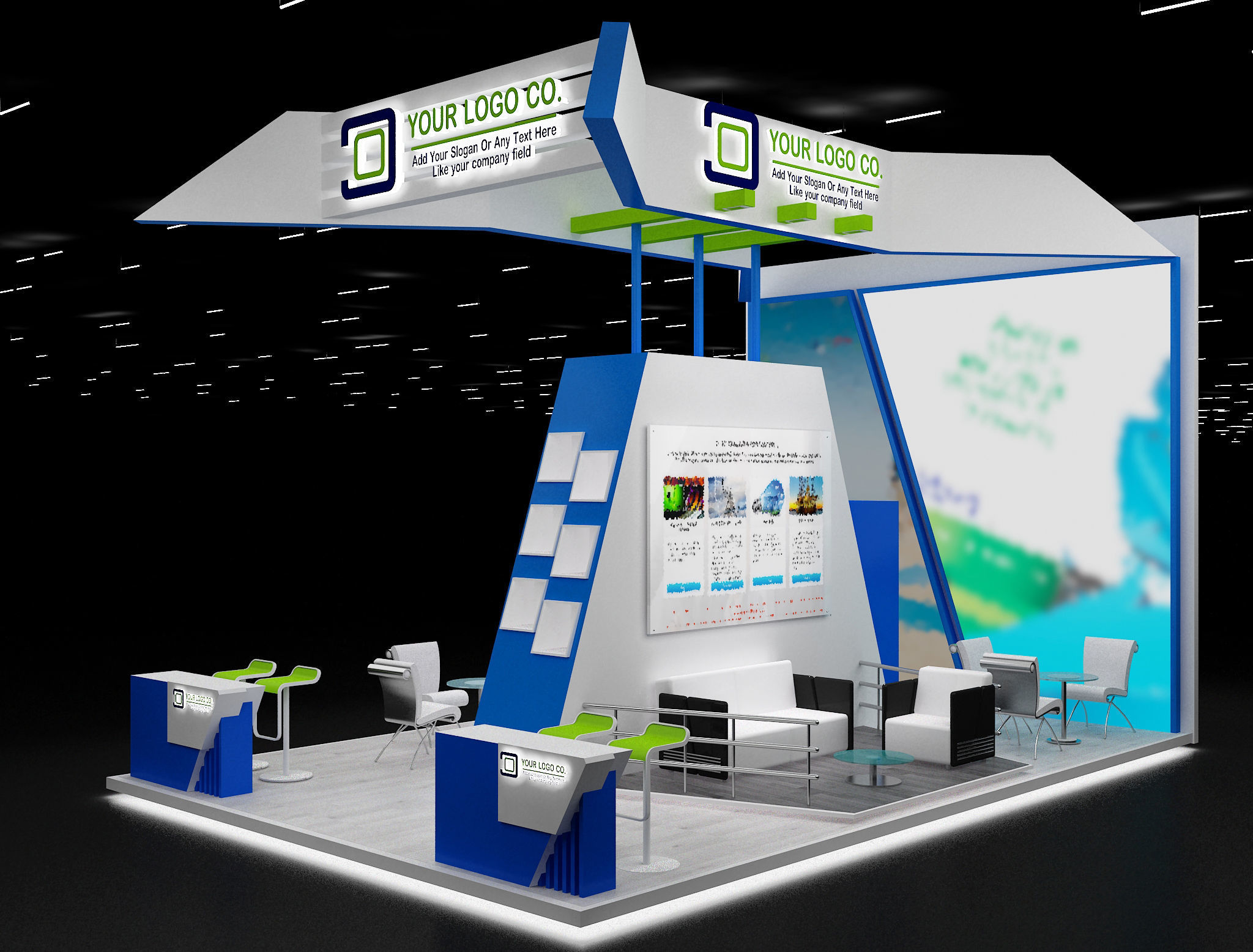 Booth Exhibition Stand a636 3D model_14