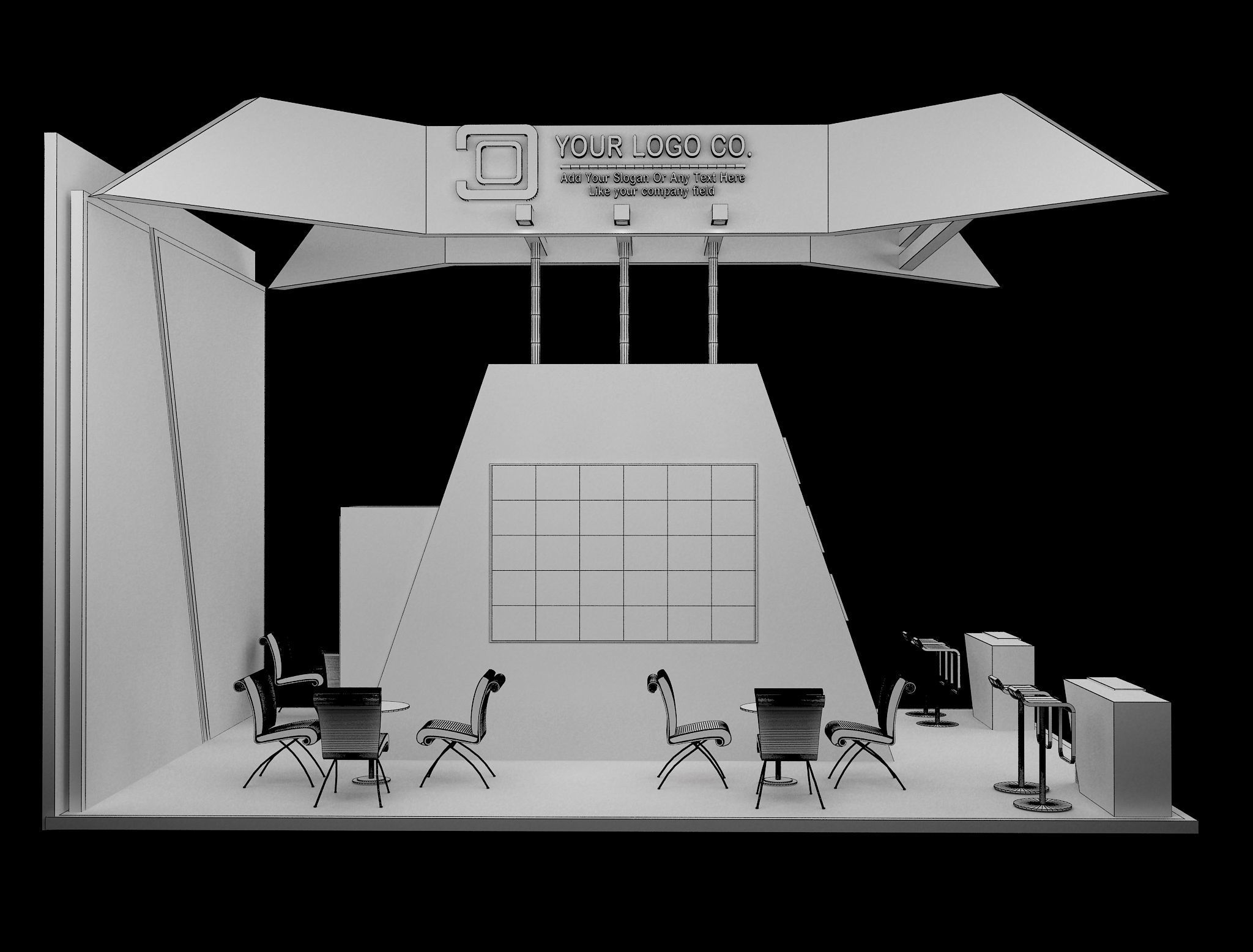 Booth Exhibition Stand a636 3D model_17