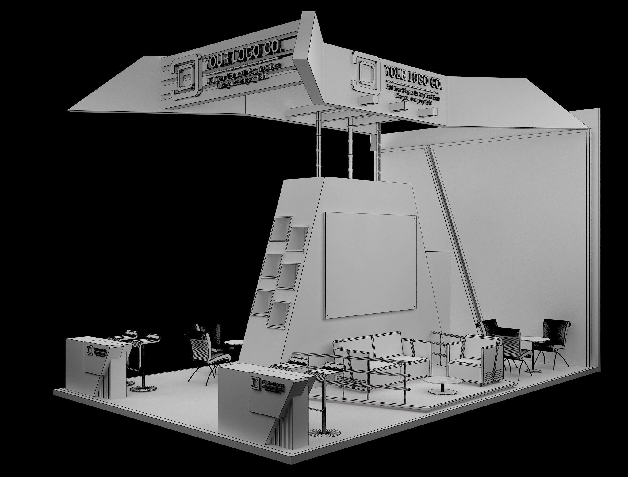 Booth Exhibition Stand a636 3D model_15