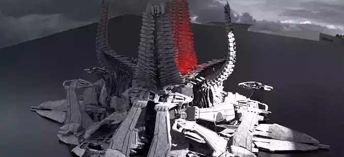 Alien Spine Tower City 2 3D model