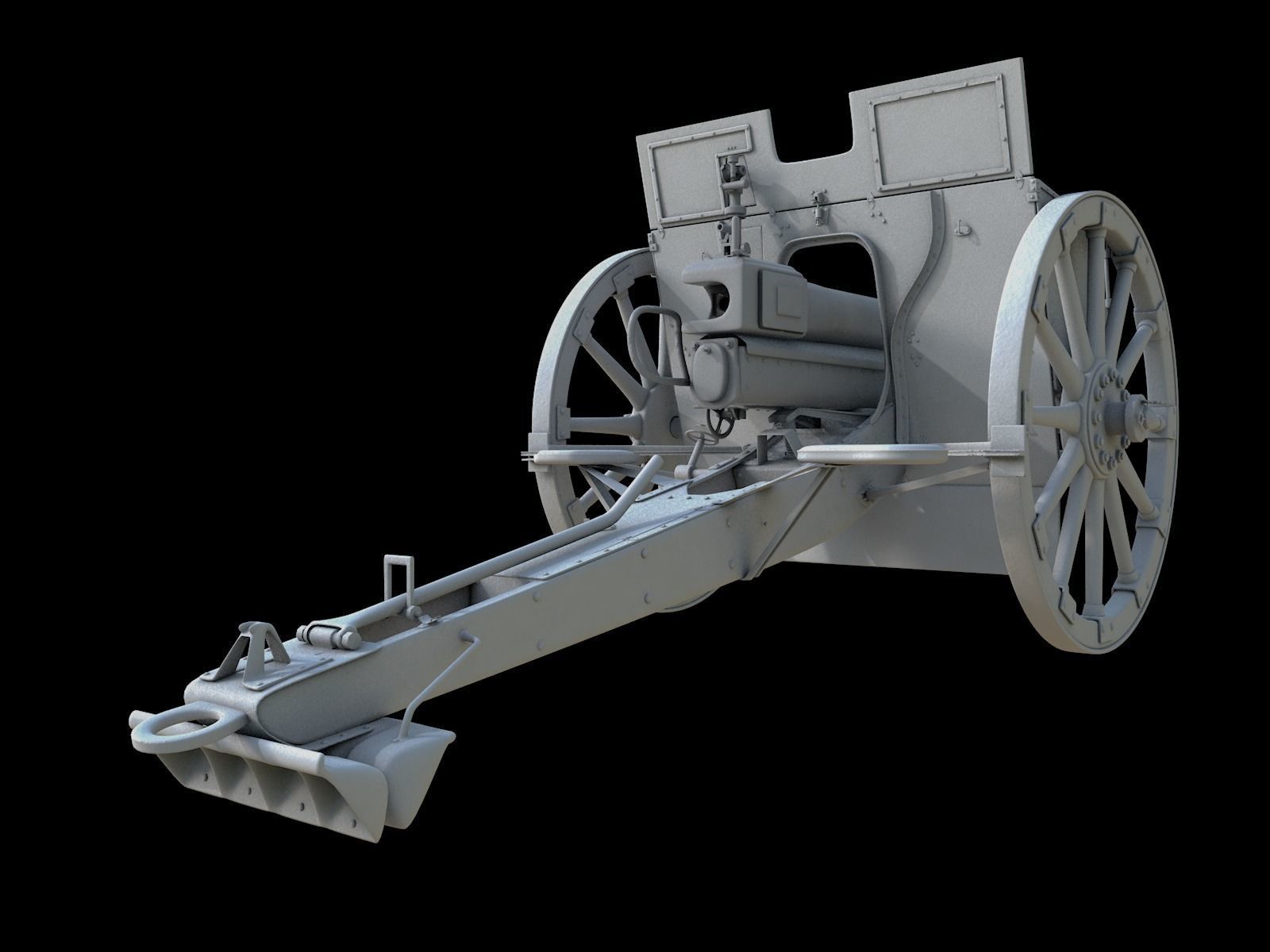 German cannon 7 7 cm Feldkanone 96 3D model_4