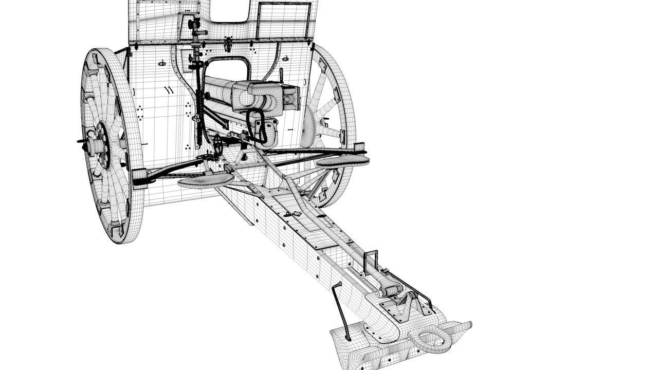 German cannon 7 7 cm Feldkanone 96 3D model_7