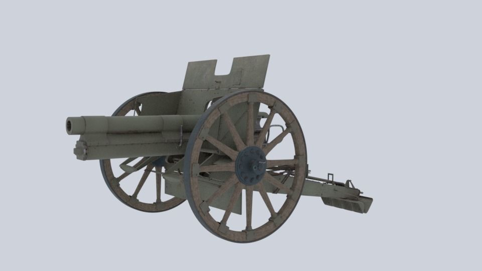 German cannon 7 7 cm Feldkanone 96 3D model_2