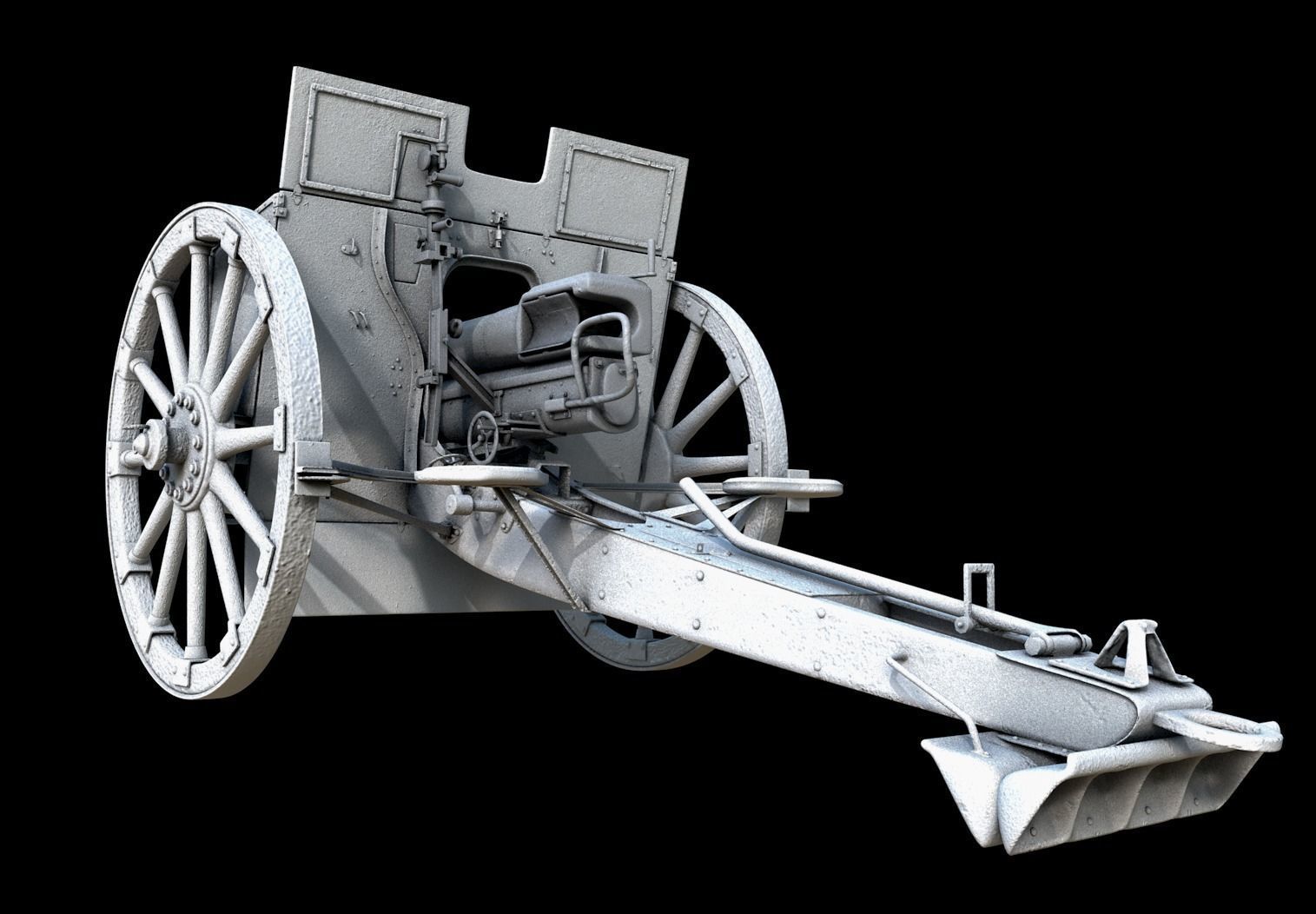 German cannon 7 7 cm Feldkanone 96 3D model_5