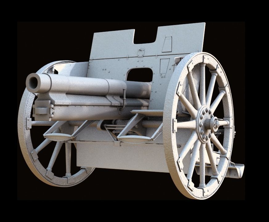 German cannon 7 7 cm Feldkanone 96 3D model_3