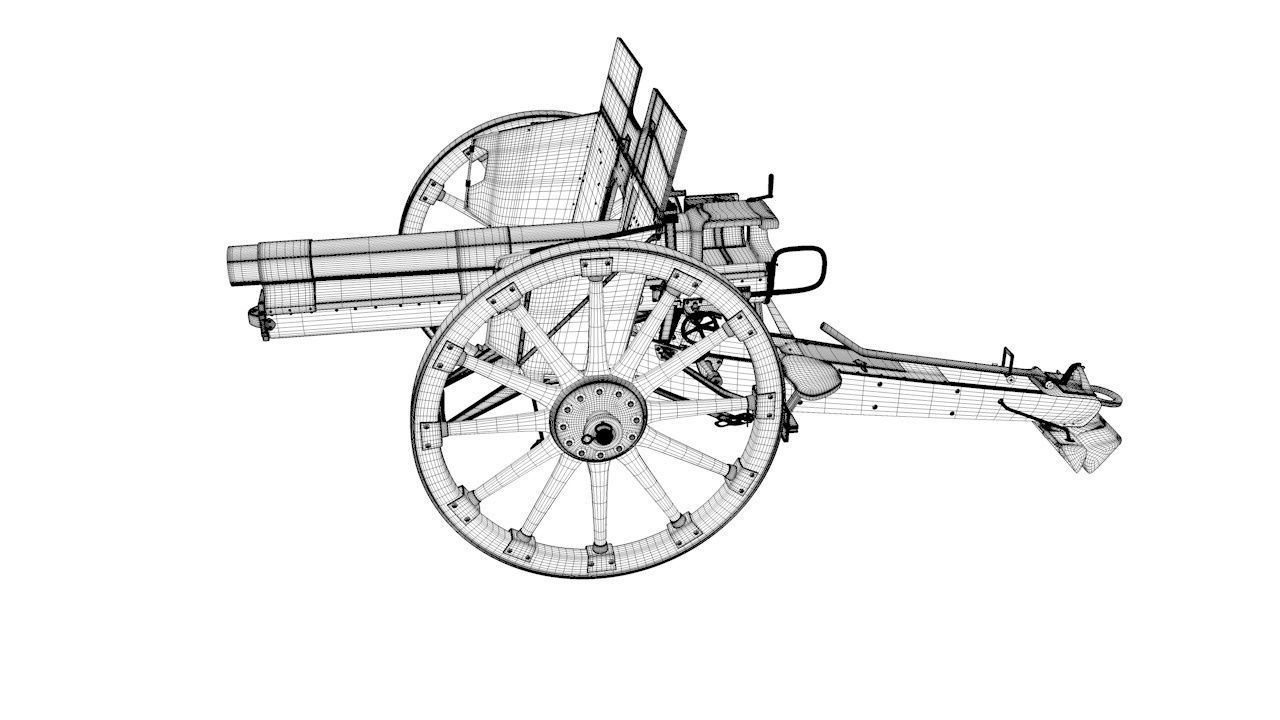 German cannon 7 7 cm Feldkanone 96 3D model_6