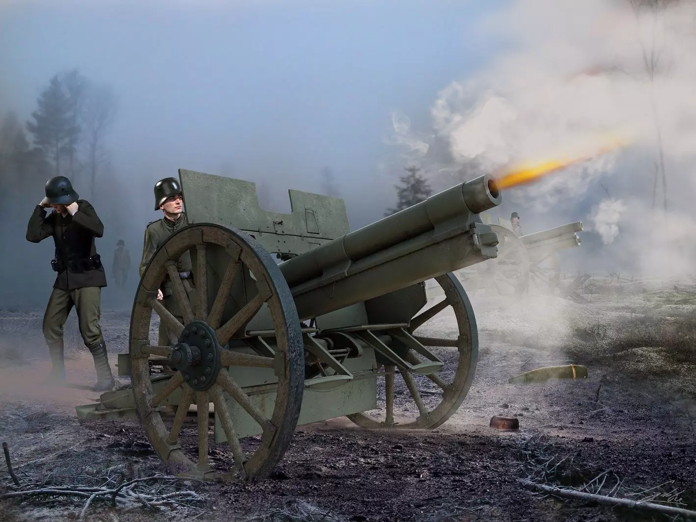 German cannon 7 7 cm Feldkanone 96 3D model_0