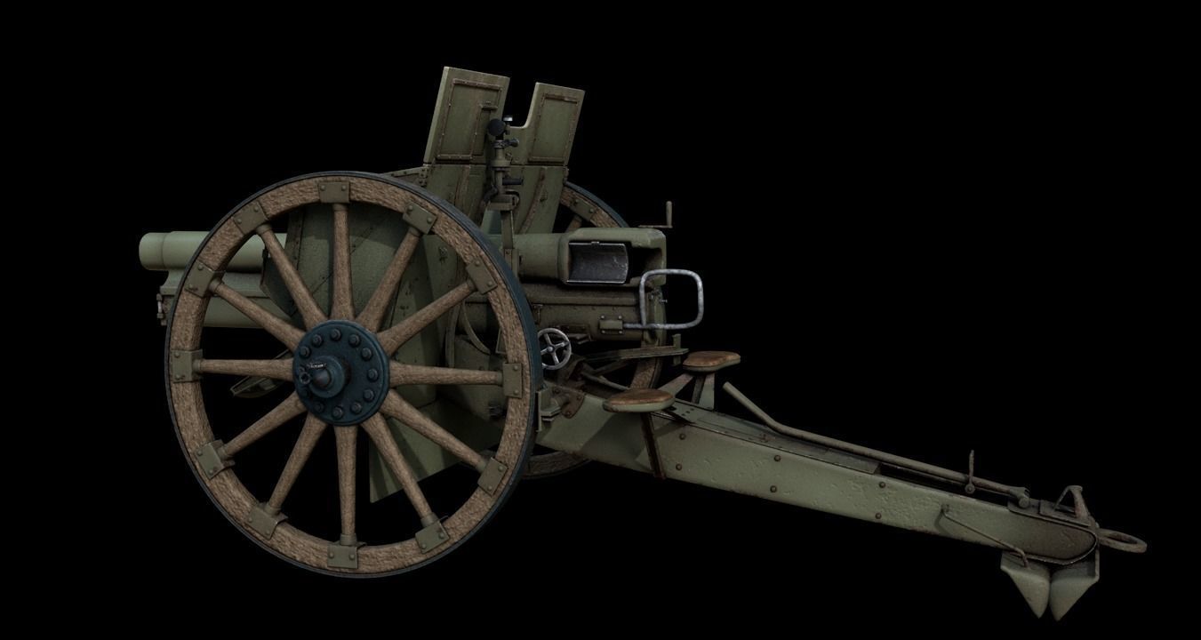 German cannon 7 7 cm Feldkanone 96 3D model_1