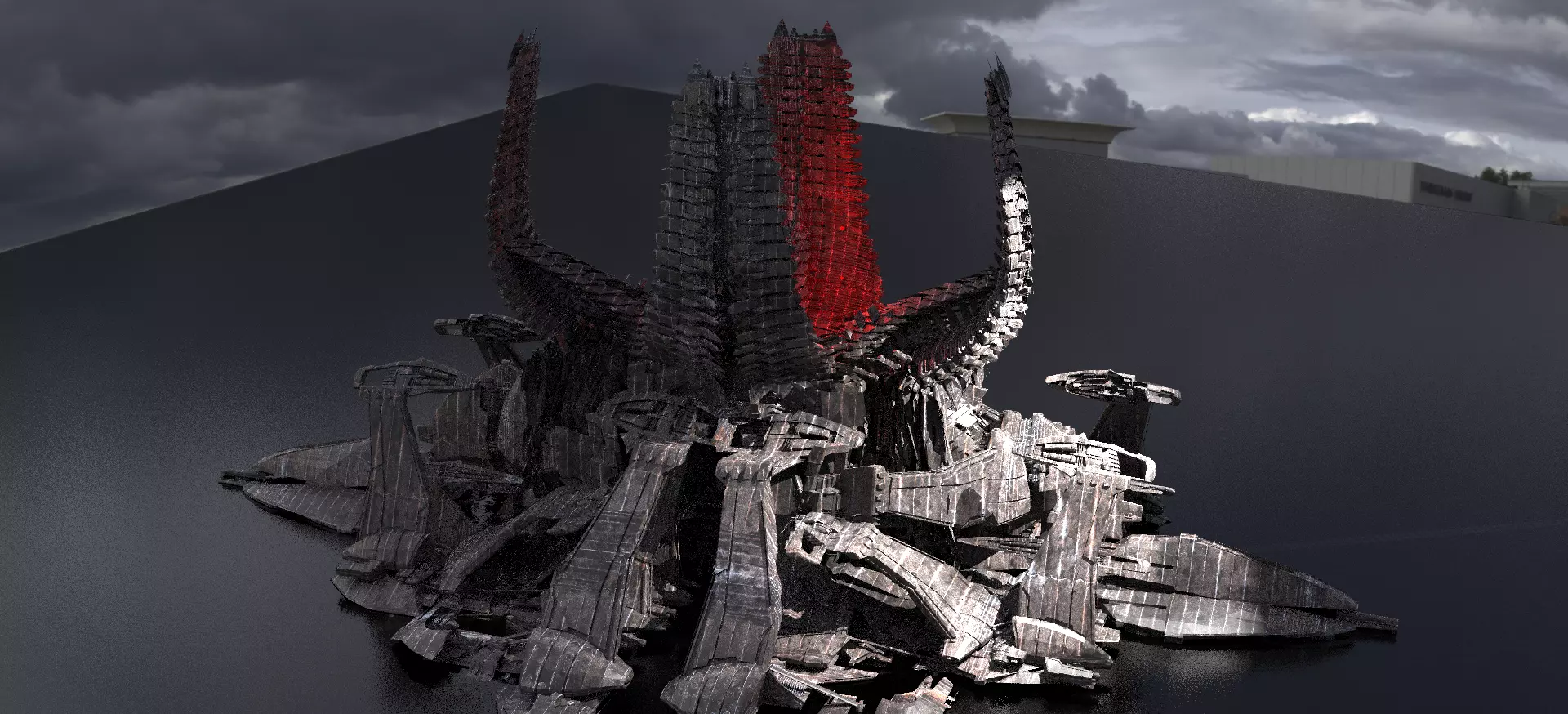 Alien Spine Tower City 3 3D model_0