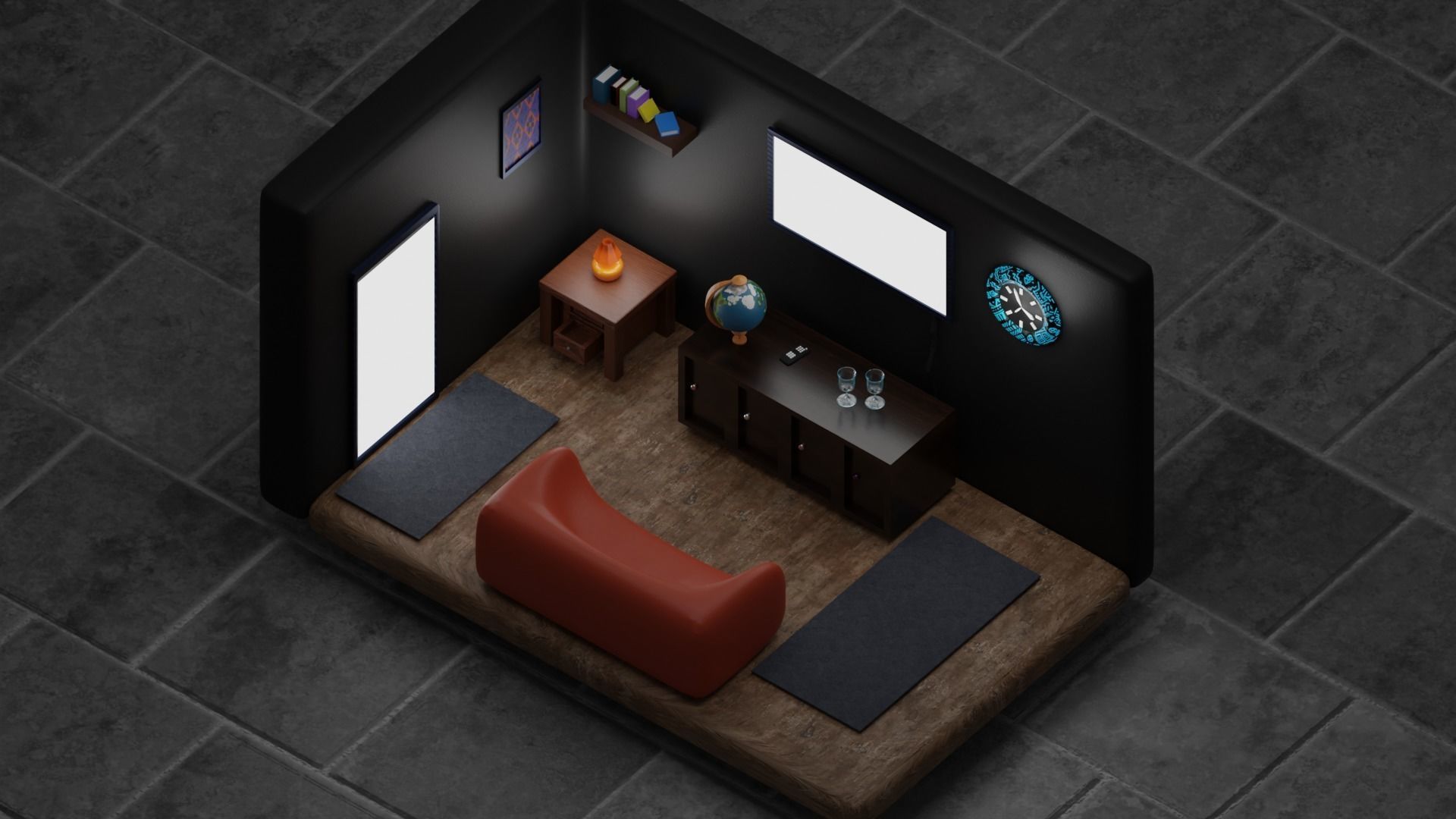 Isometric Living Room 3D model_1