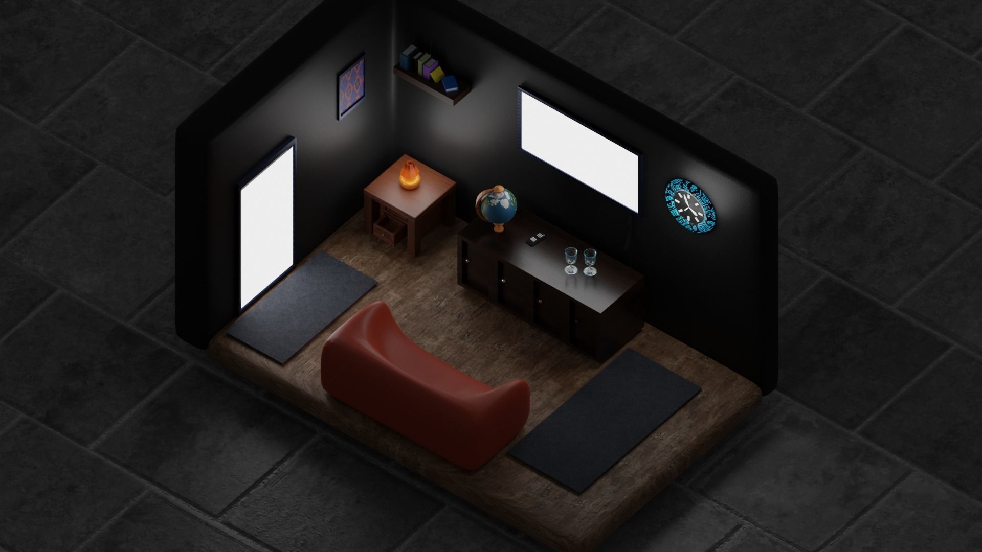 Isometric Living Room 3D model_2