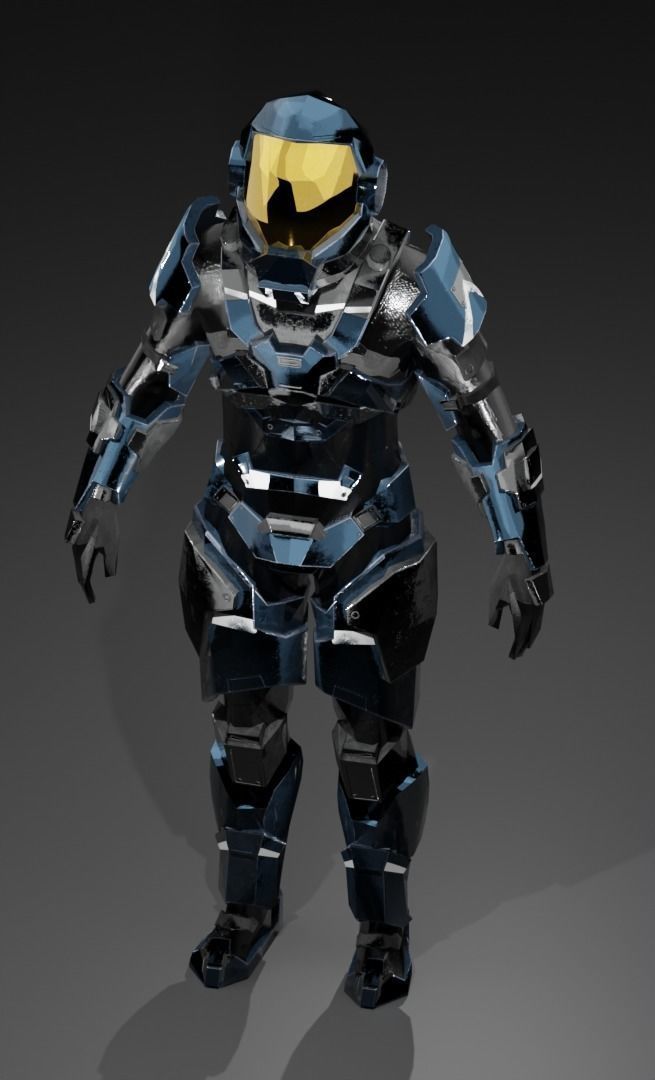 Cyborg armor Low-poly 3D model_4