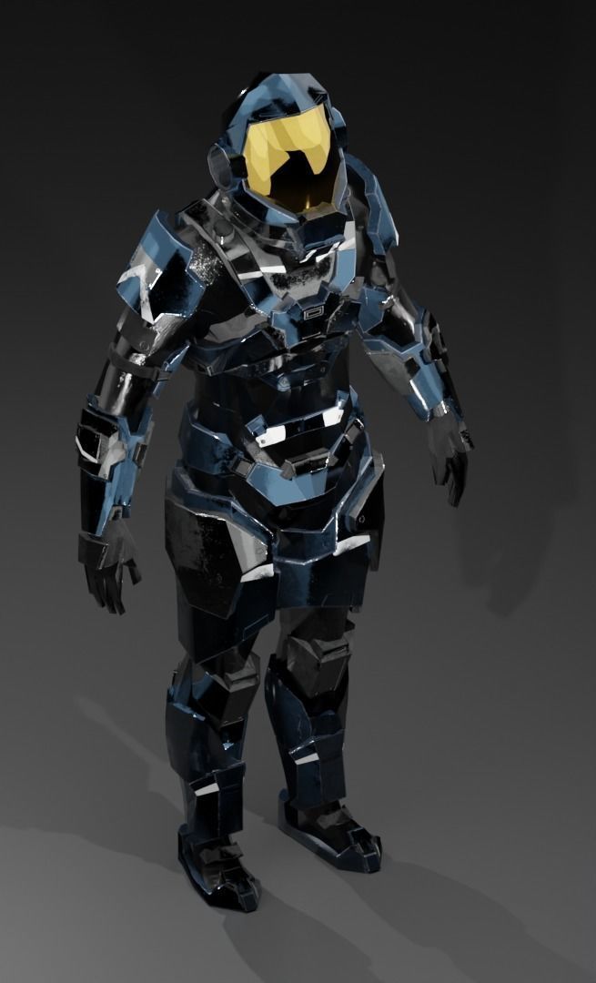 Cyborg armor Low-poly 3D model_6