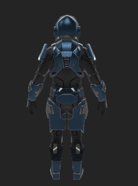 Cyborg armor Low-poly 3D model_2