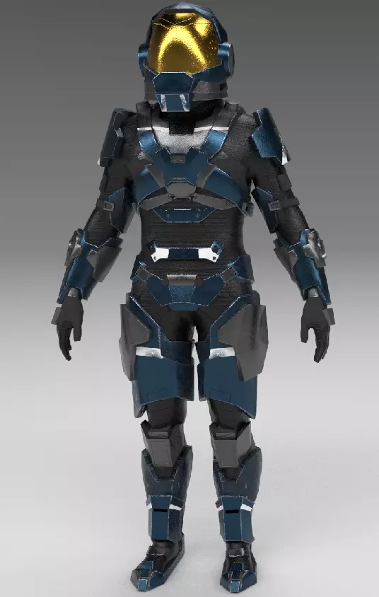 Cyborg armor Low-poly 3D model_0
