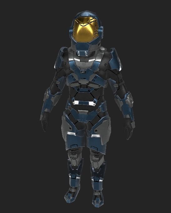 Cyborg armor Low-poly 3D model_1