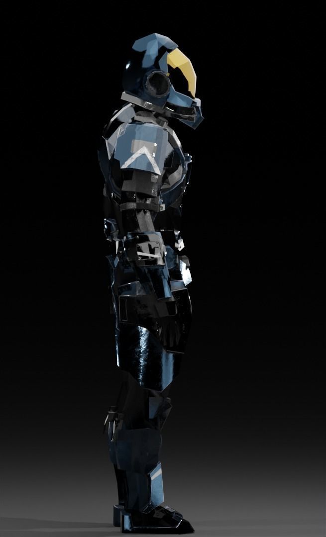 Cyborg armor Low-poly 3D model_5