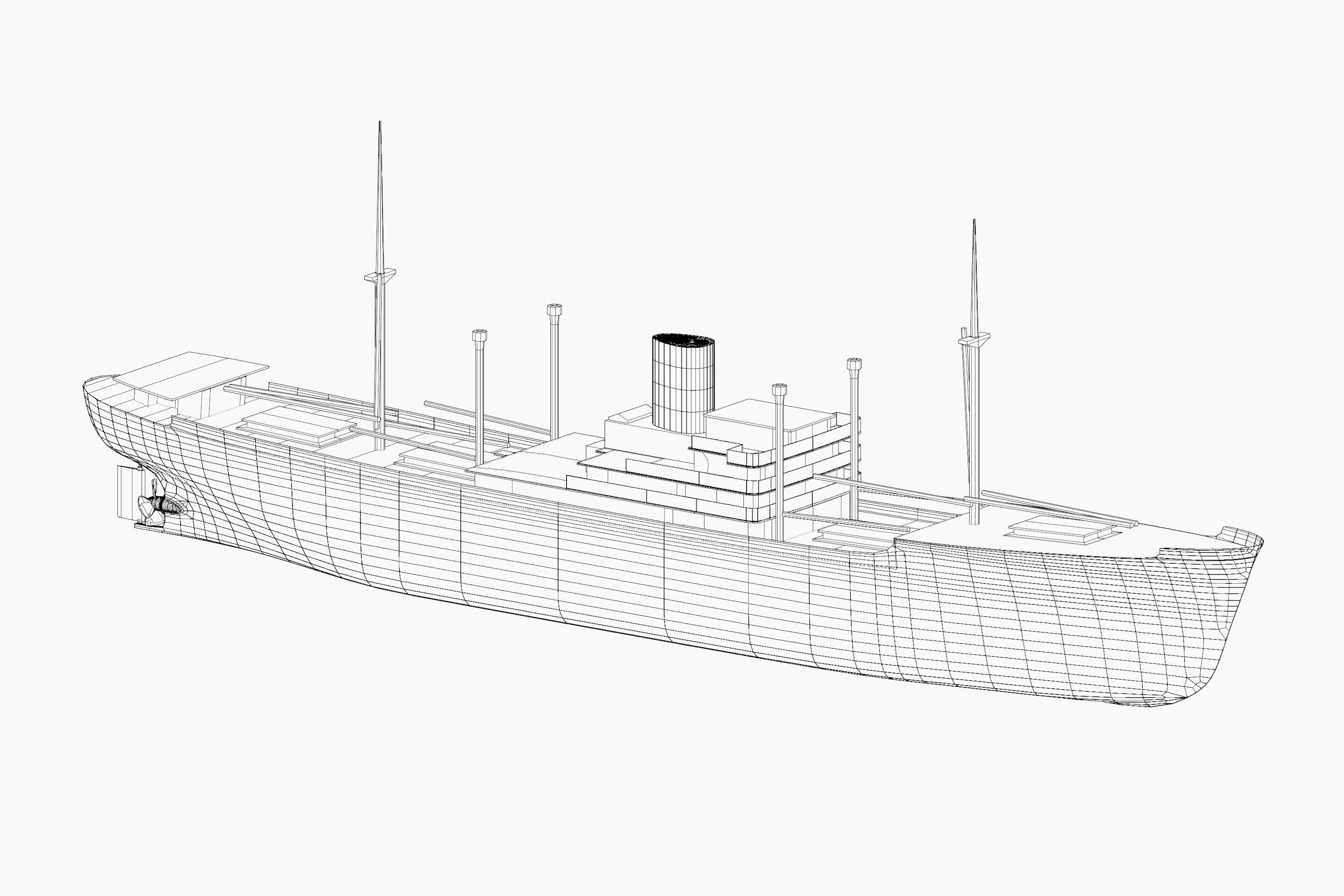 simple model MS Mickiewicz ex Gladys Dan - motor cargo ship 3D model_2