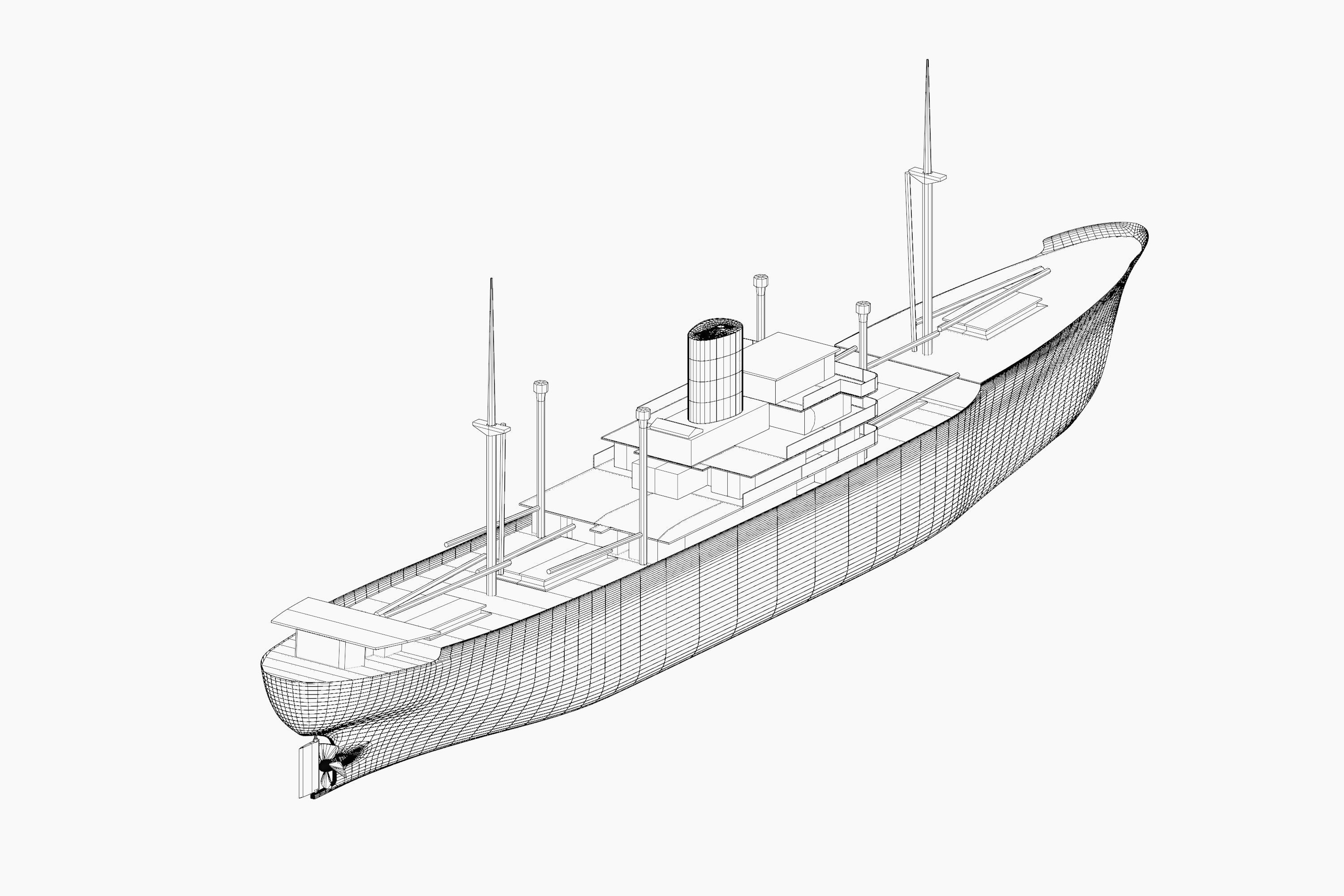 simple model MS Mickiewicz ex Gladys Dan - motor cargo ship 3D model_5