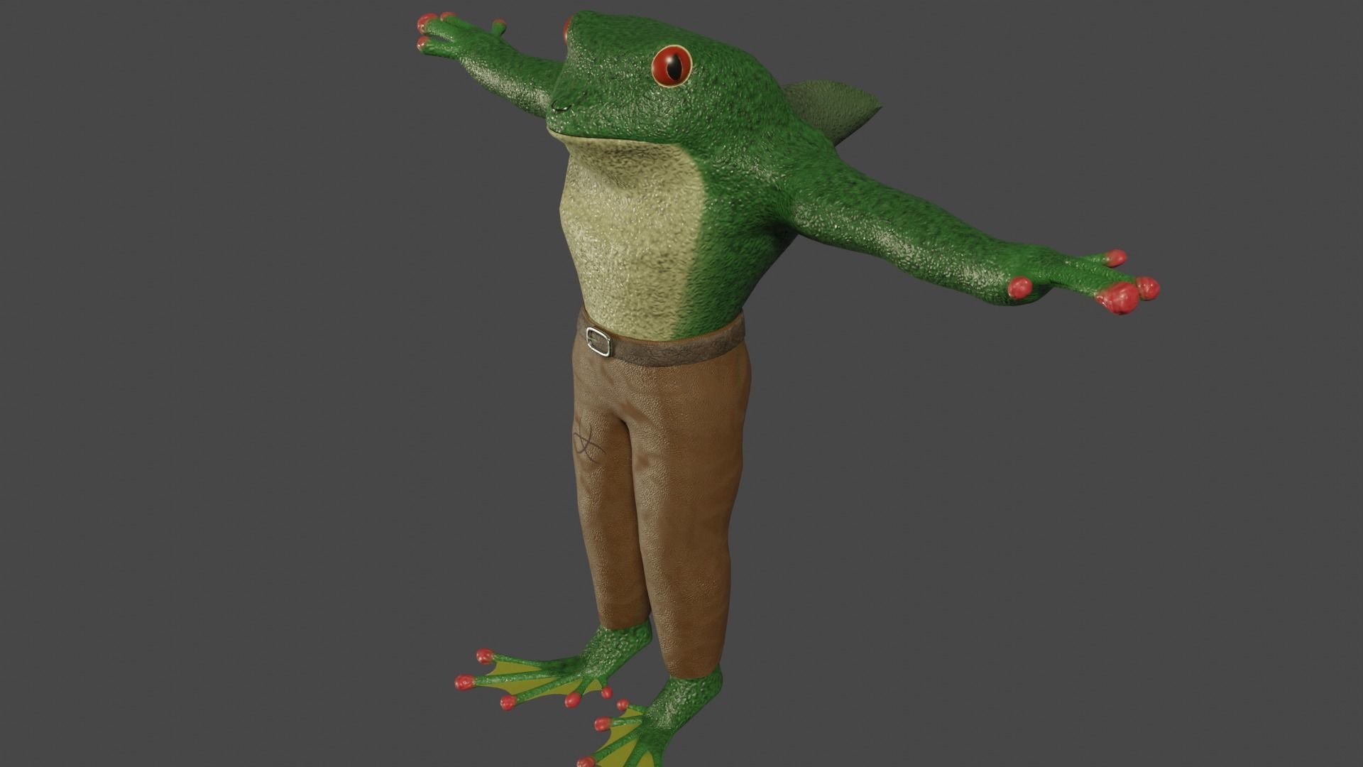 FROG-SHARKMAN FANTASY CHARACTER - LOWPOLY AND PBR Low-poly 3D model_7