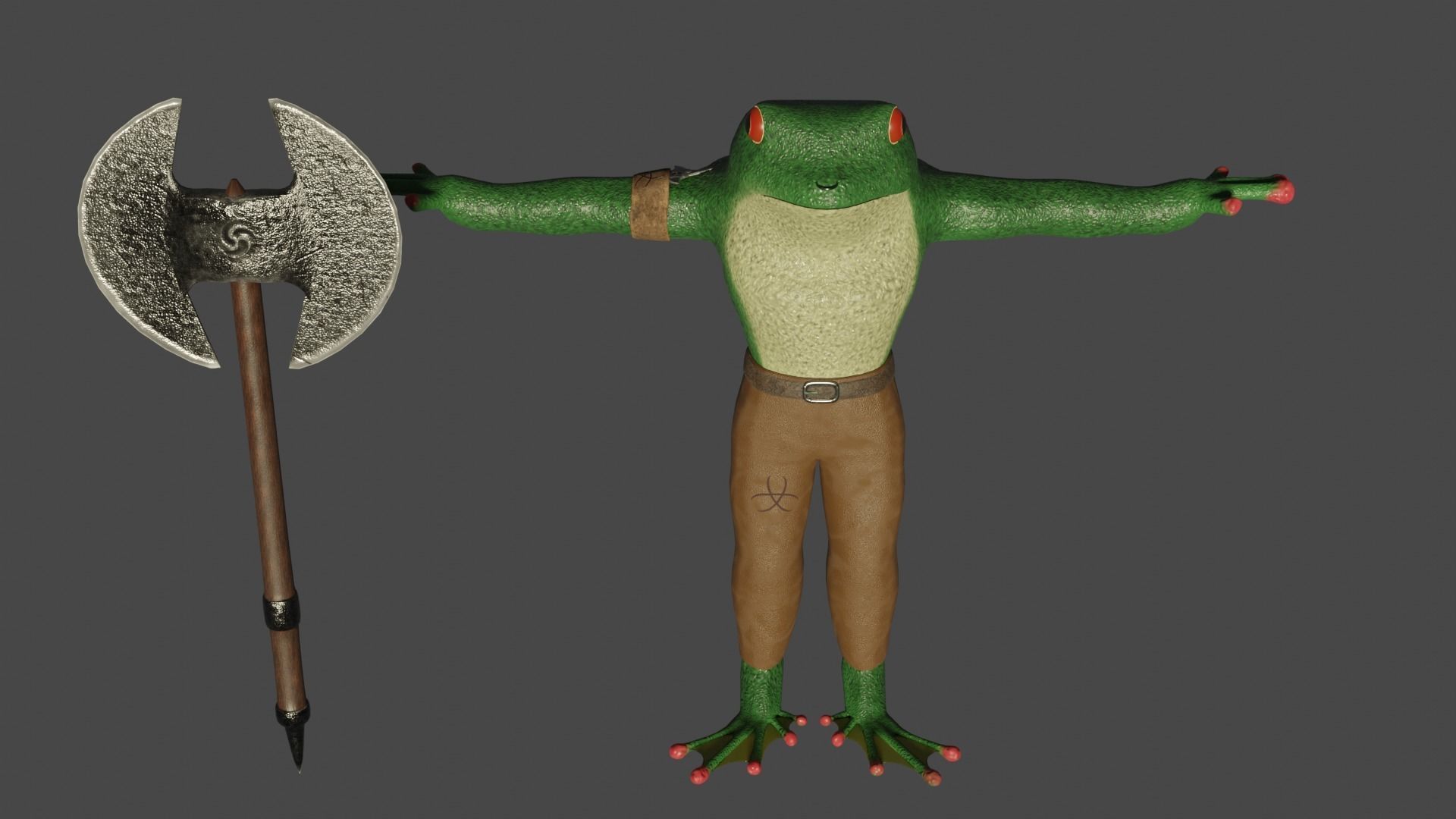 FROG-SHARKMAN FANTASY CHARACTER - LOWPOLY AND PBR Low-poly 3D model_5