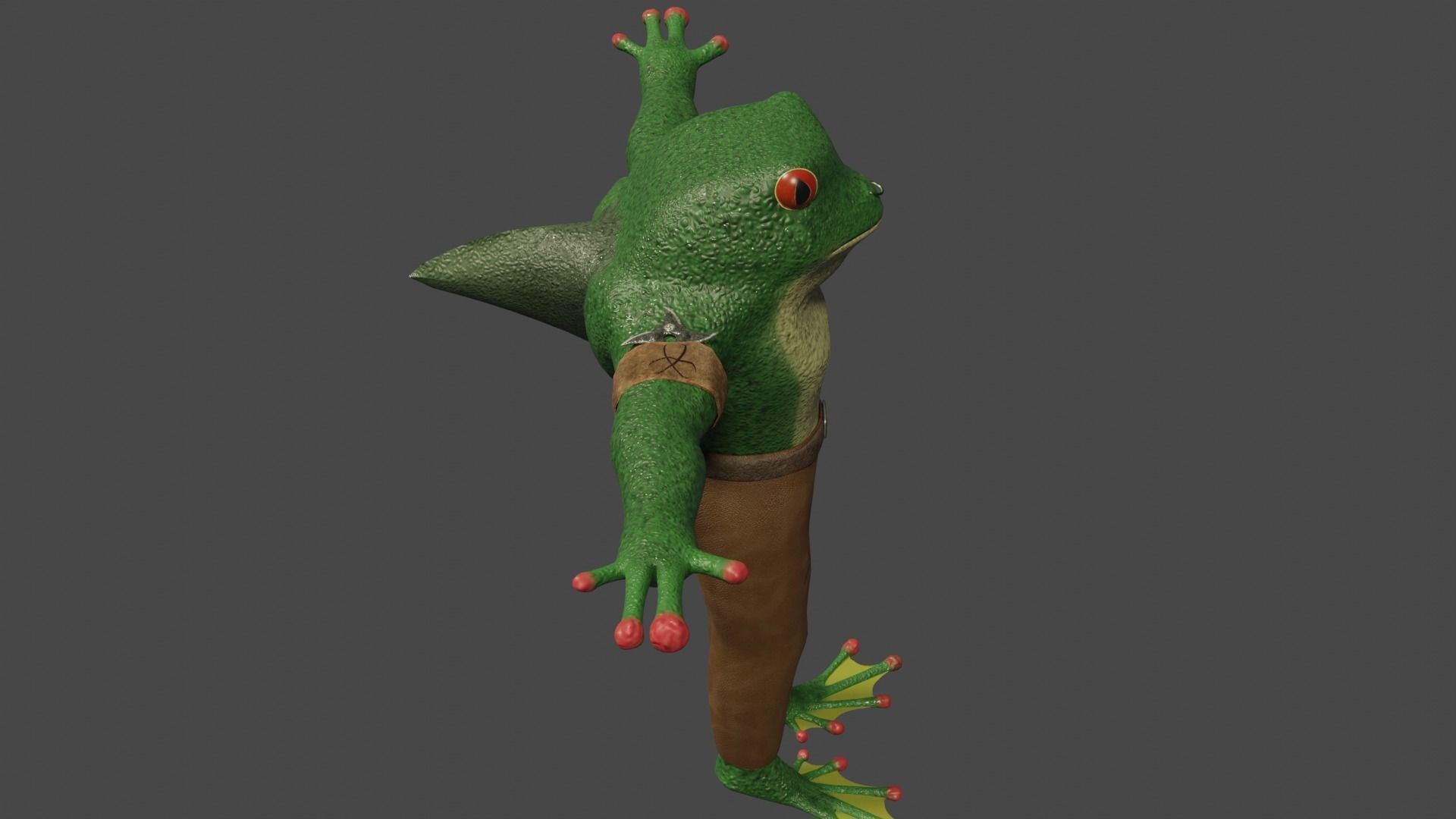 FROG-SHARKMAN FANTASY CHARACTER - LOWPOLY AND PBR Low-poly 3D model_11