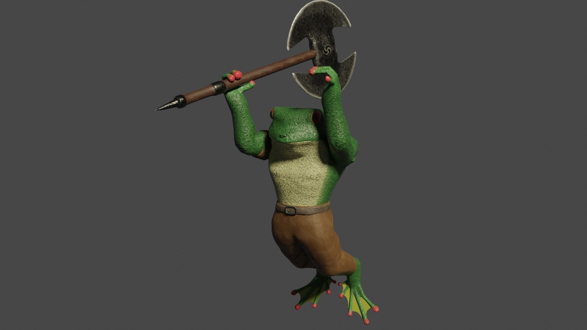 FROG-SHARKMAN FANTASY CHARACTER - LOWPOLY AND PBR Low-poly 3D model_6