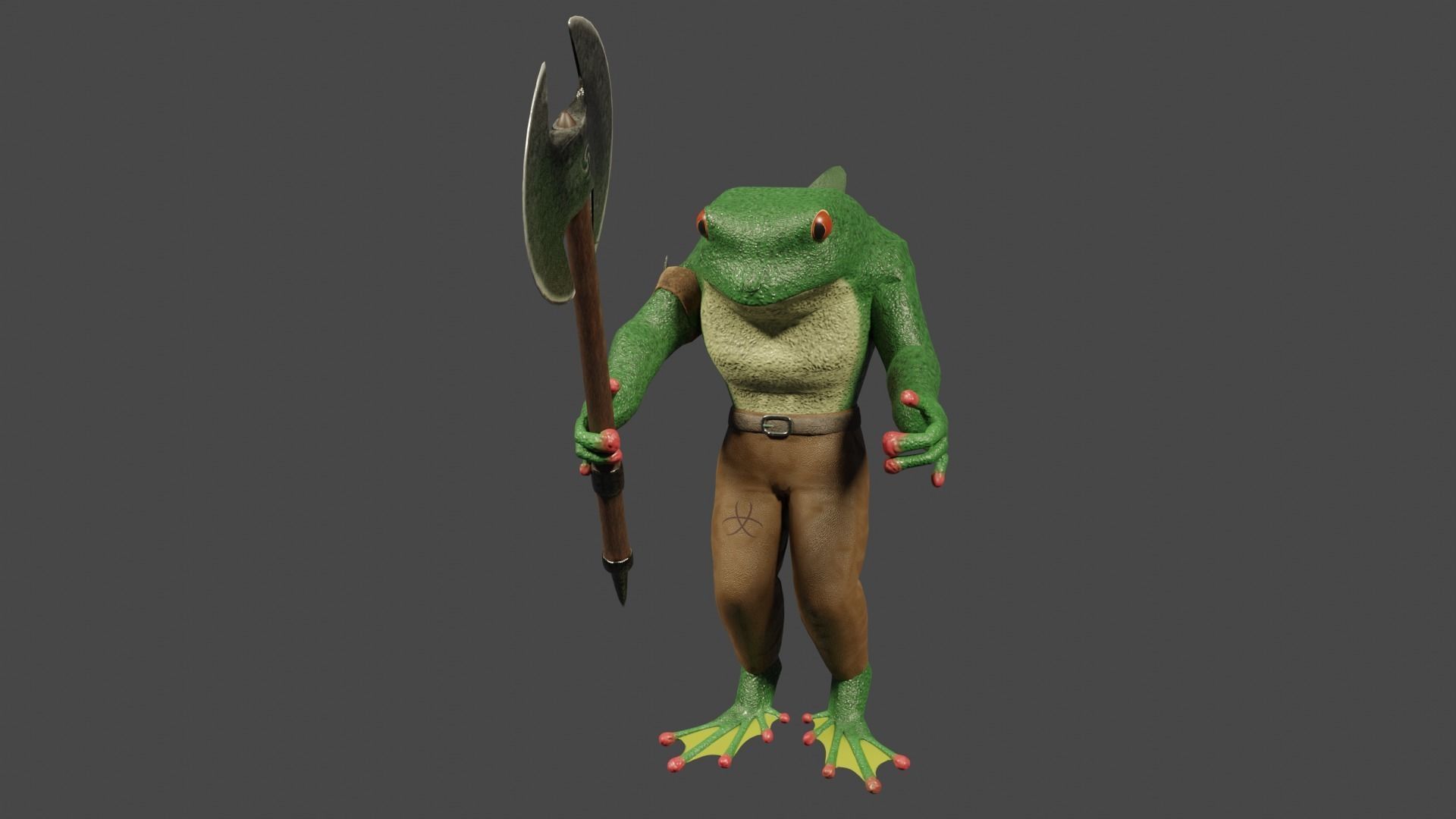 FROG-SHARKMAN FANTASY CHARACTER - LOWPOLY AND PBR Low-poly 3D model_4