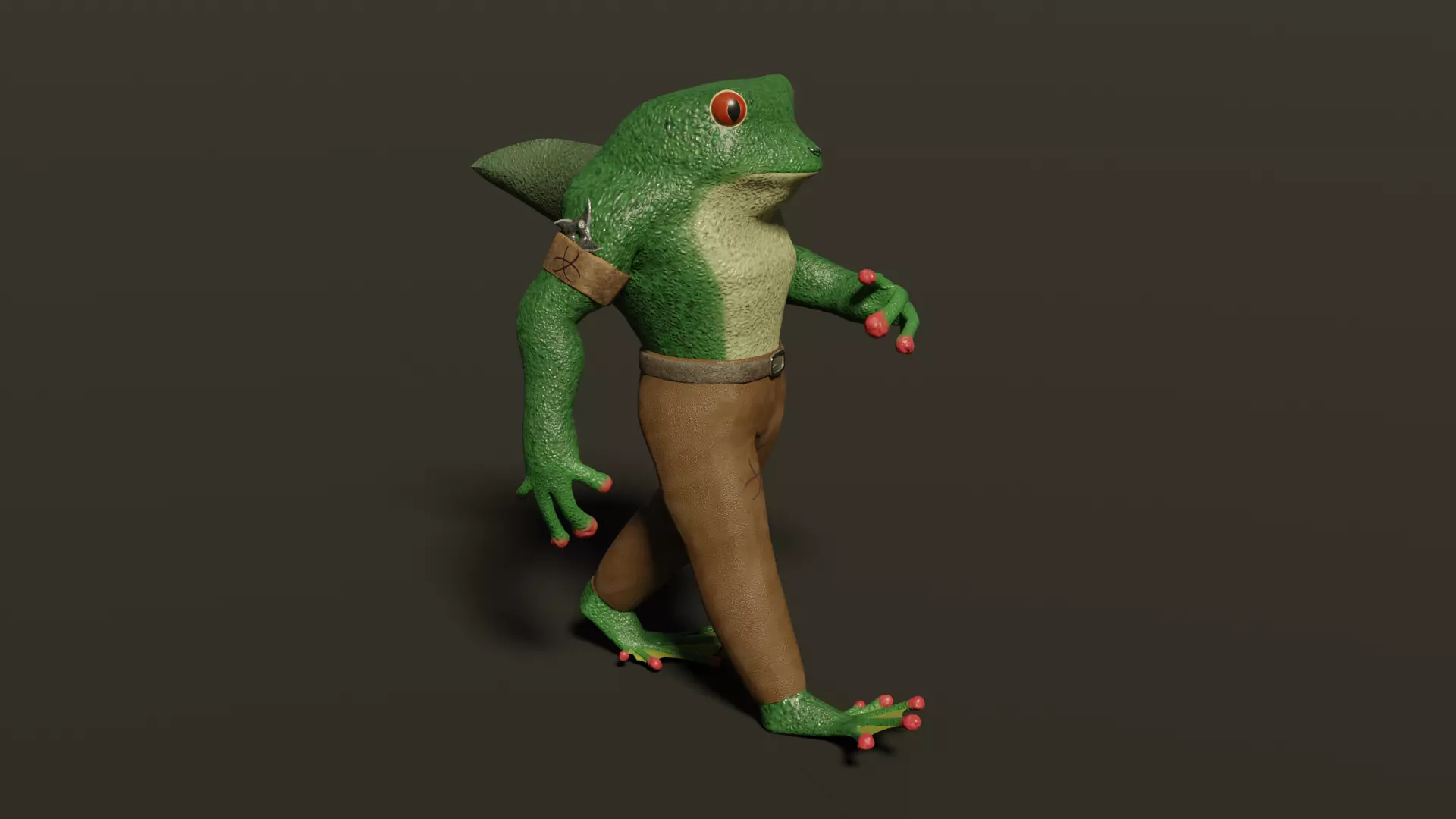 FROG-SHARKMAN FANTASY CHARACTER - LOWPOLY AND PBR Low-poly 3D model_0