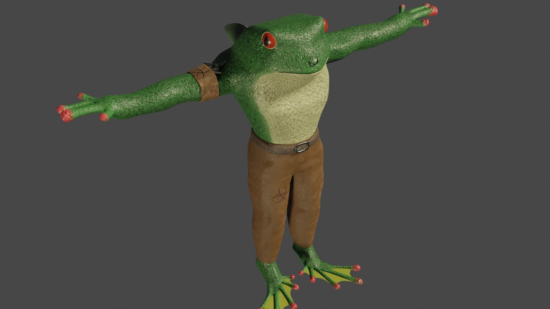 FROG-SHARKMAN FANTASY CHARACTER - LOWPOLY AND PBR Low-poly 3D model_10