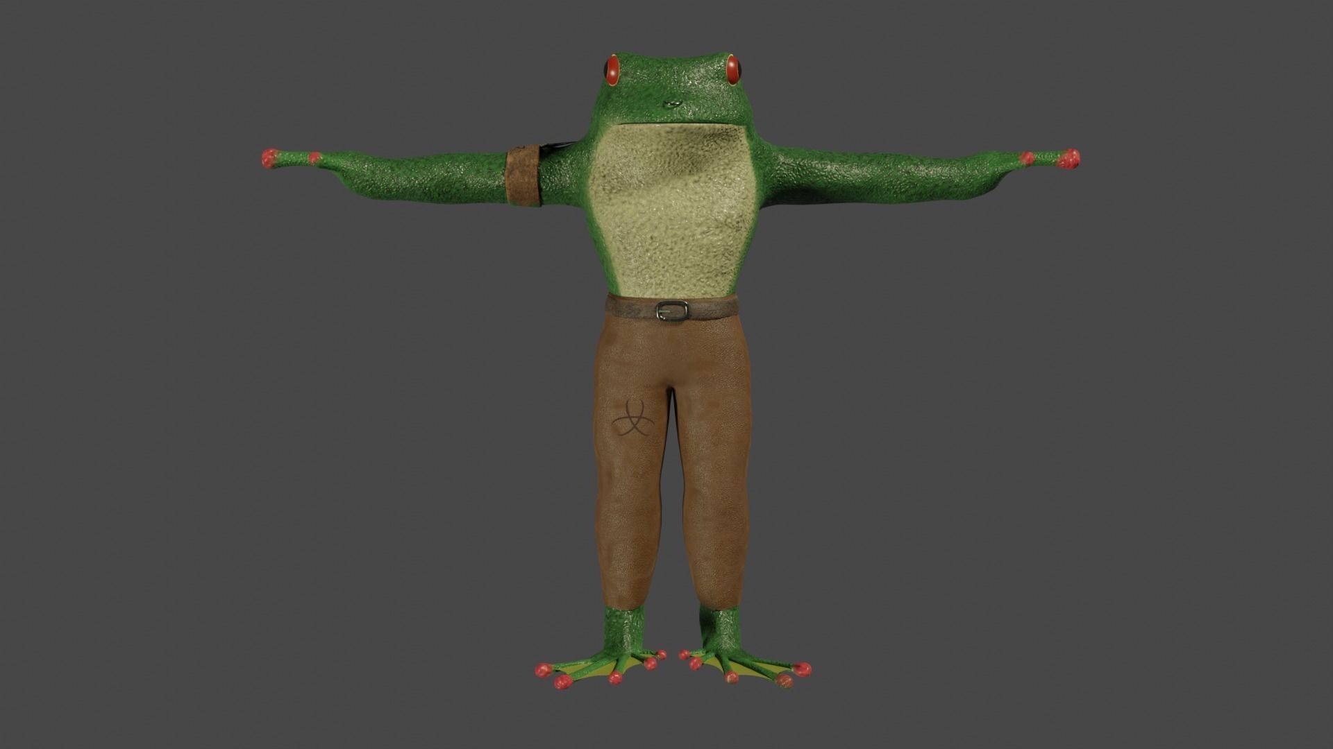 FROG-SHARKMAN FANTASY CHARACTER - LOWPOLY AND PBR Low-poly 3D model_3