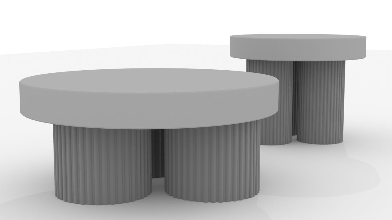 Set of Coffee Tables Low-poly 3D model_6