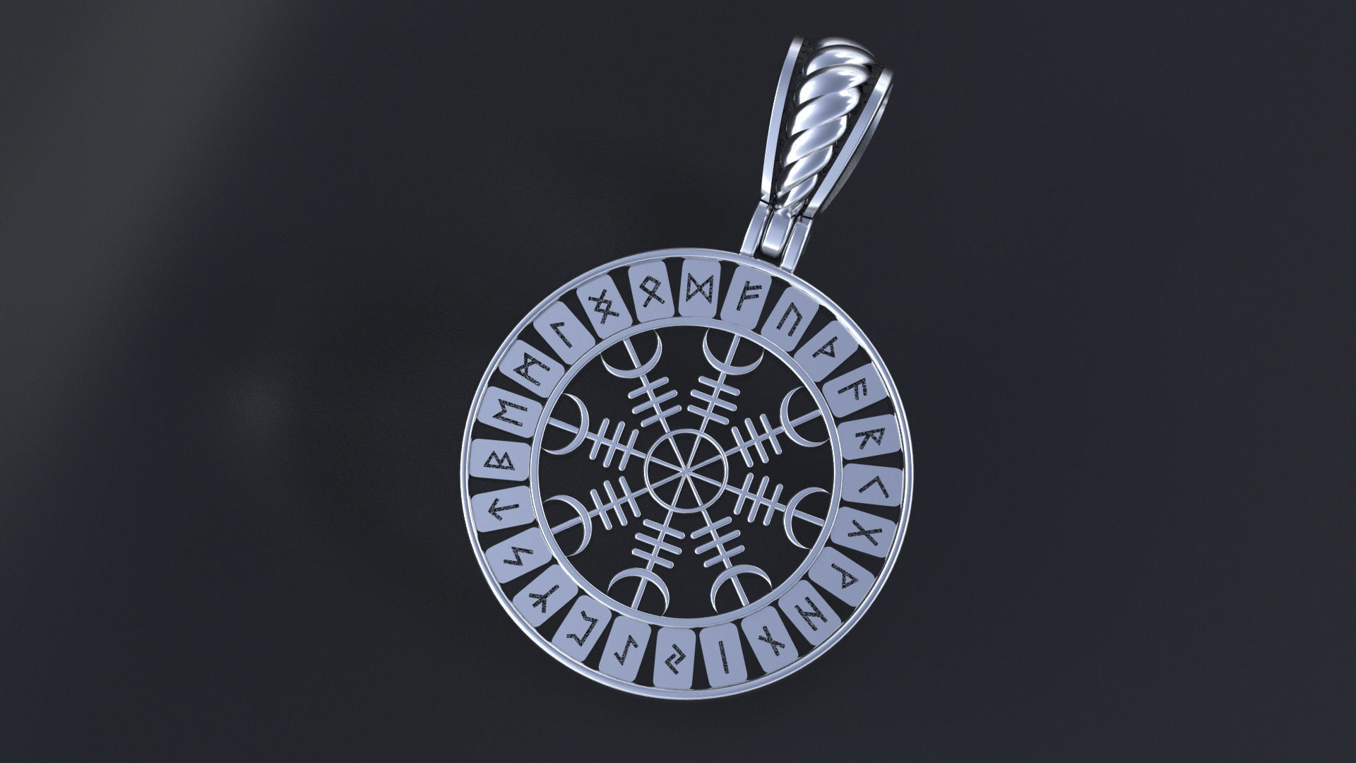 Pendant with Scandinavian runes cnc model or 3D print model 3D print model_3