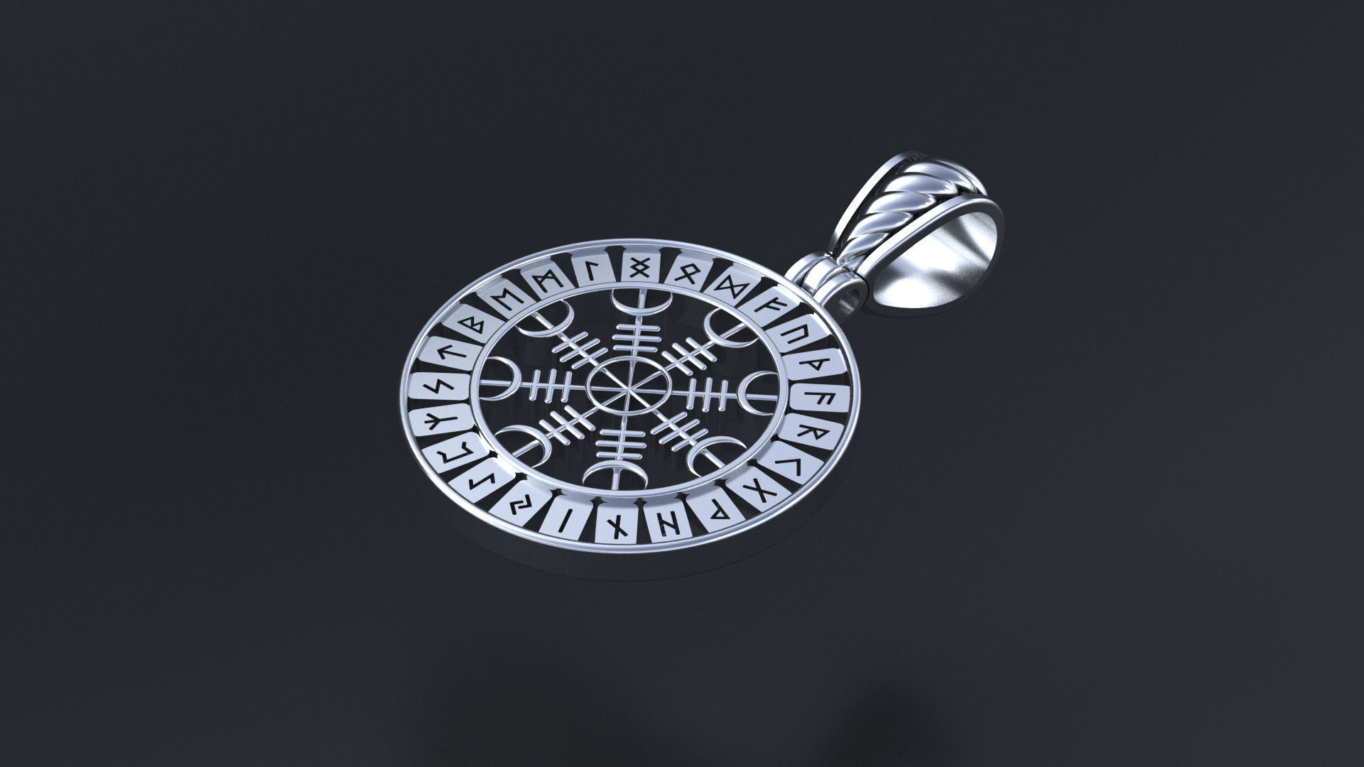 Pendant with Scandinavian runes cnc model or 3D print model 3D print model_5