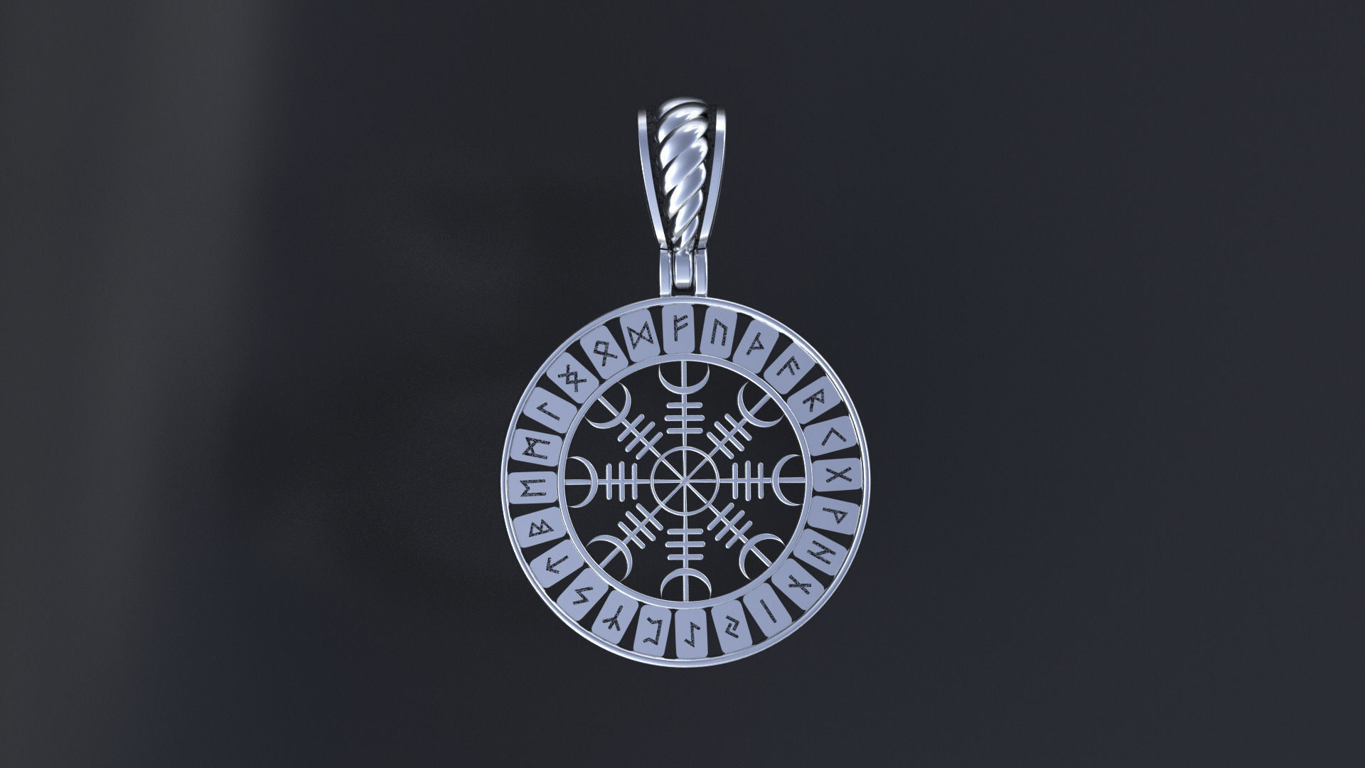 Pendant with Scandinavian runes cnc model or 3D print model 3D print model_4