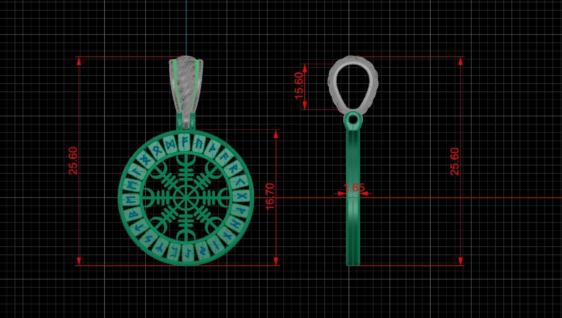 Pendant with Scandinavian runes cnc model or 3D print model 3D print model_12