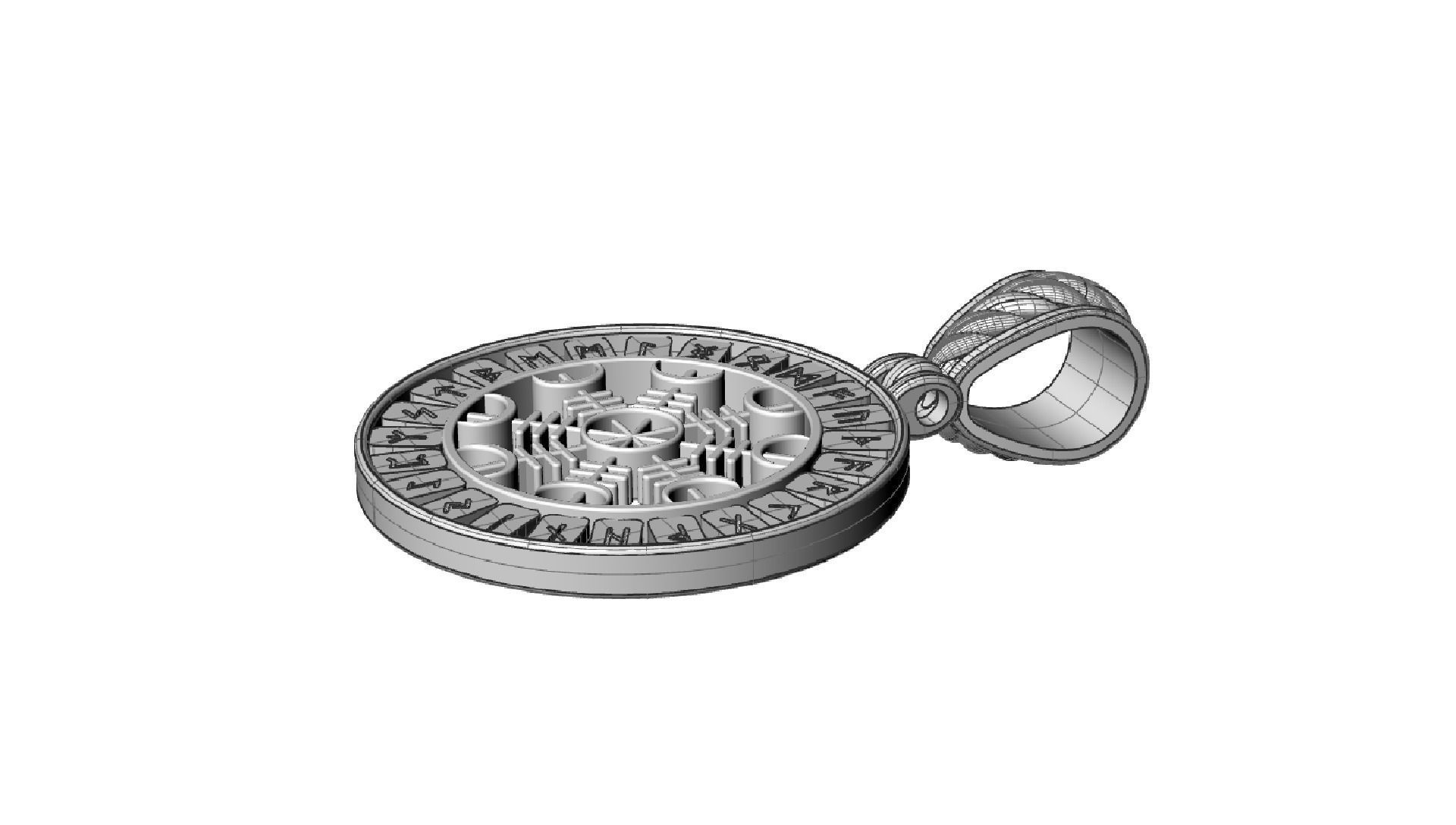 Pendant with Scandinavian runes cnc model or 3D print model 3D print model_11