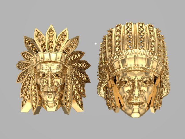 Combo Big  Indians Ring Gold  3D print model_1