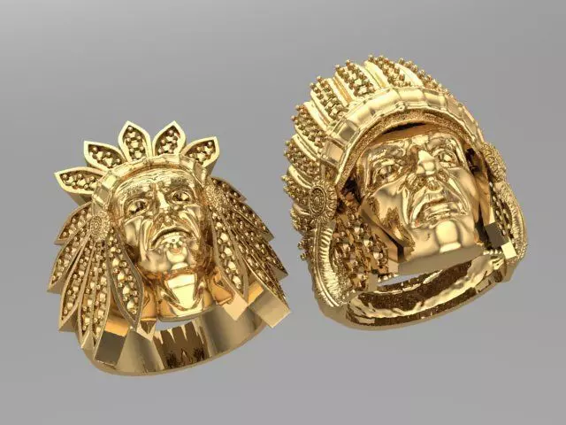 Combo Big  Indians Ring Gold  3D print model_0