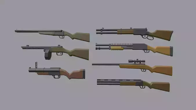 Low poly pack two shotguns
