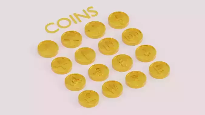 Lowpoly Gold Coins - subdivision ready Low-poly 3D model Lowpoly Gold Coins - subdivision ready Low-poly 3D model