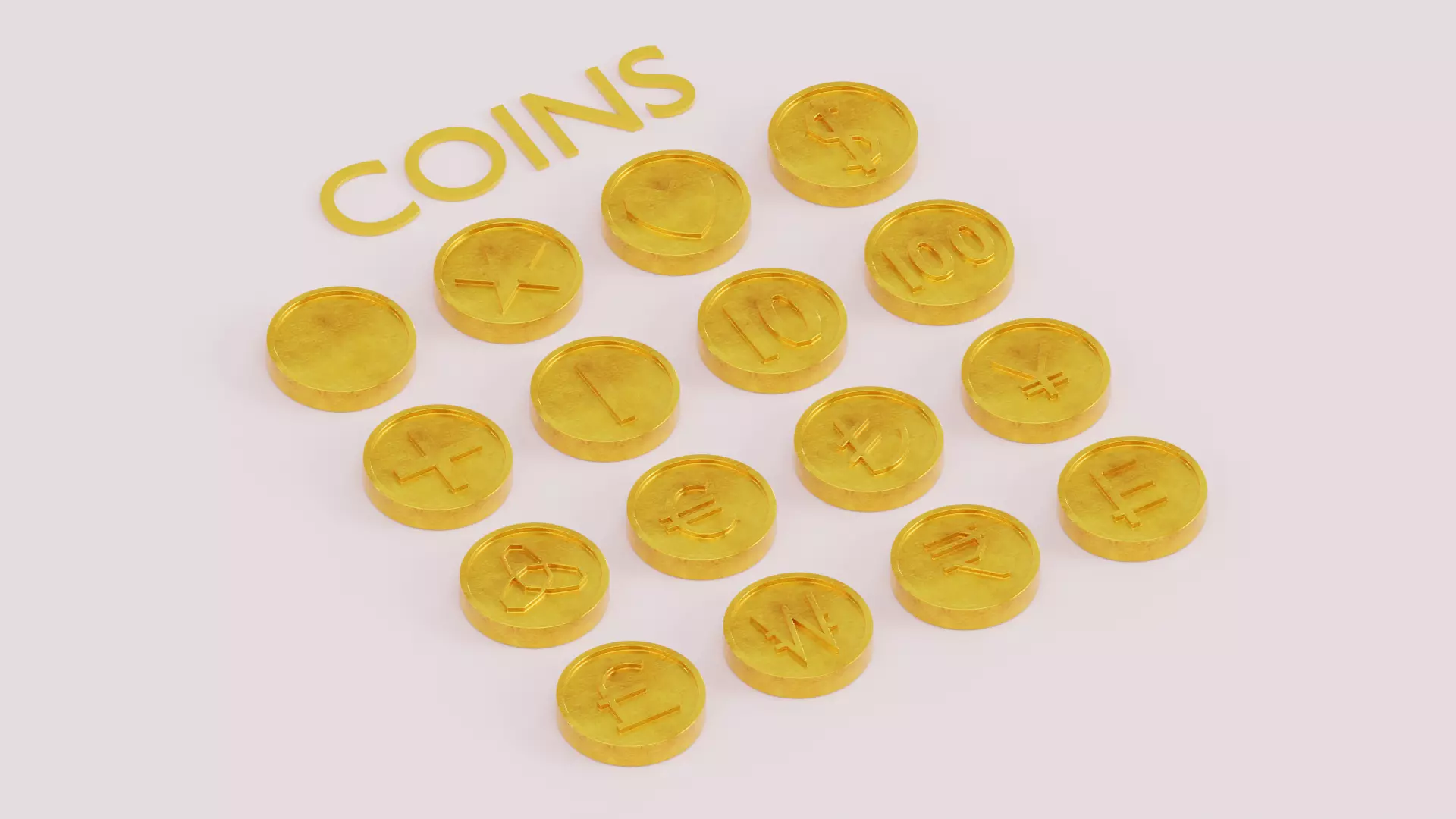 Lowpoly Gold Coins - subdivision ready Low-poly 3D model_0