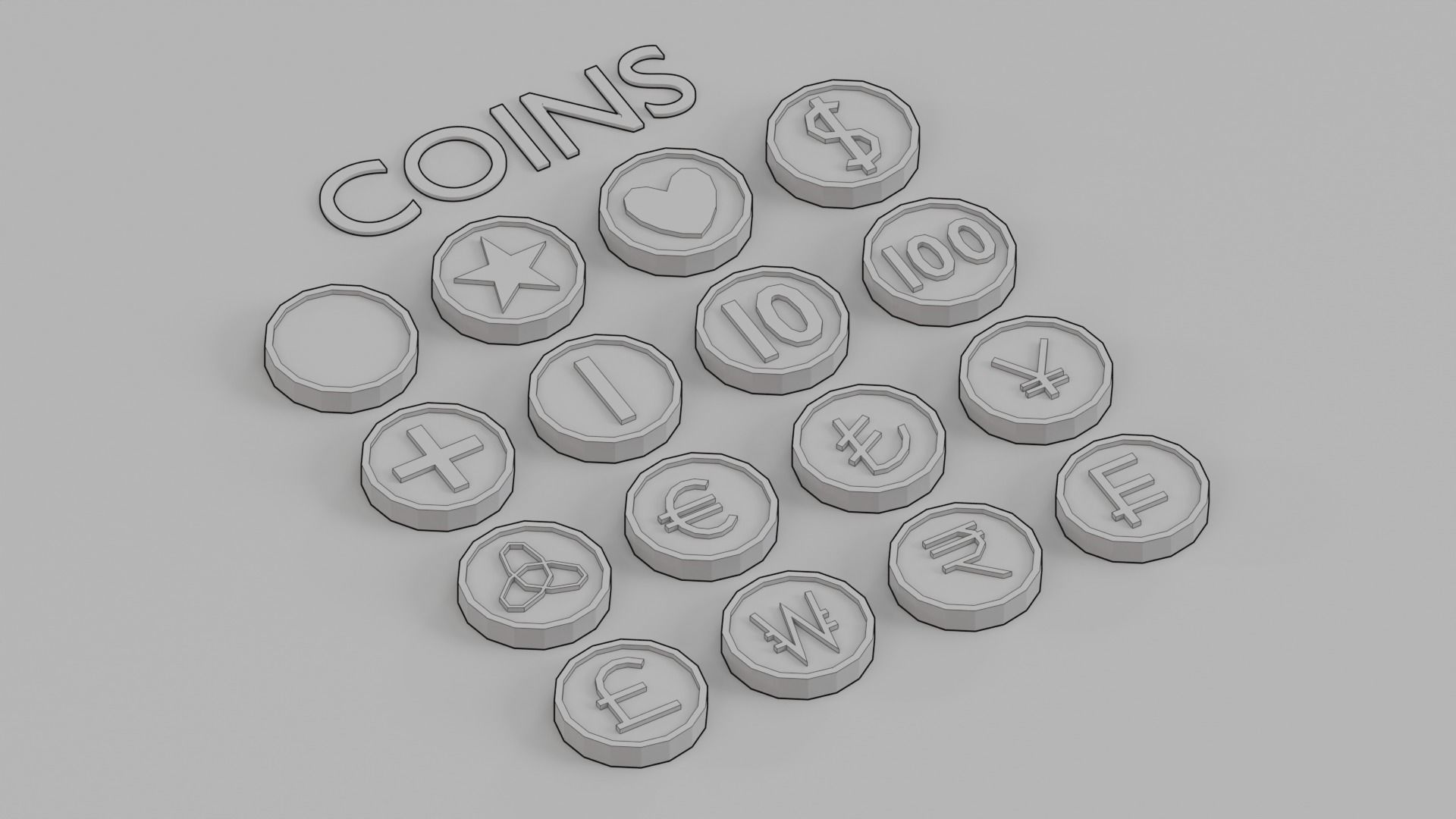 Lowpoly Gold Coins - subdivision ready Low-poly 3D model_3
